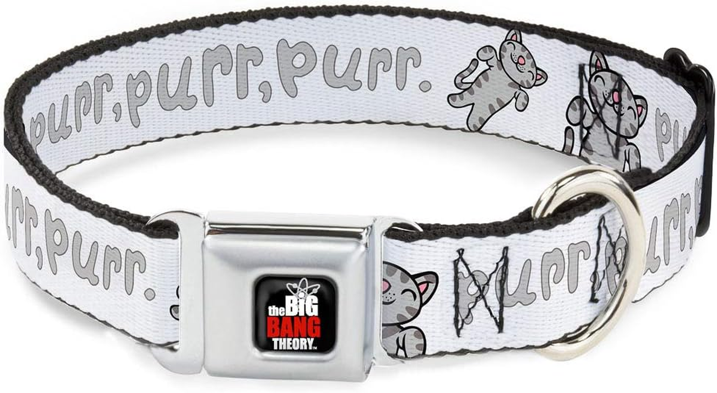 Buckle-Down Seatbelt Buckle Dog Collar - Soft Kitty Purr, Purr, Purr - 1" Wide - Fits 15-26" Neck - Large
