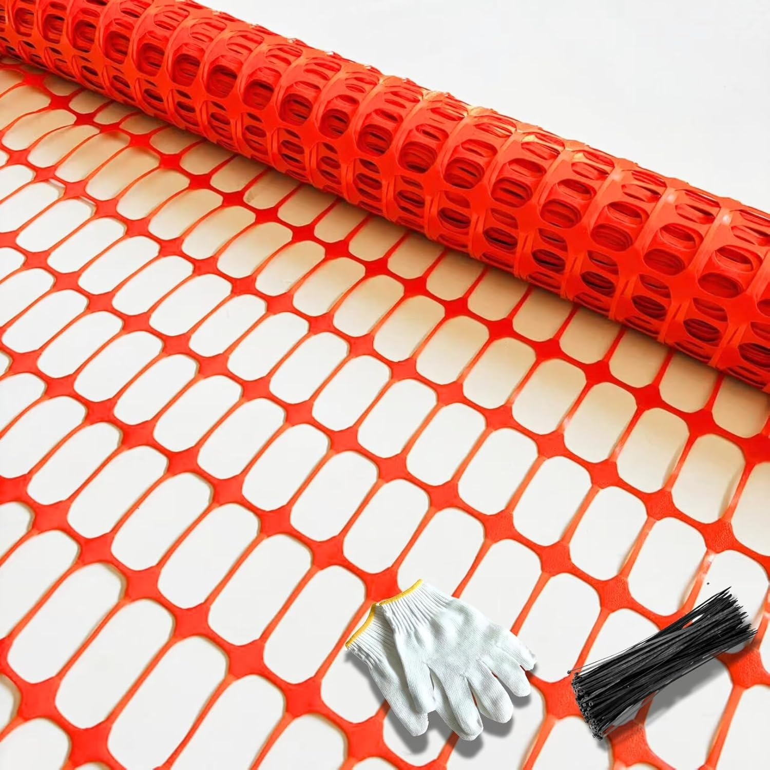 Potatolife Plastic Mesh Fence, Extra Strength 40''X50' Roll with 50 Zip Ties, Resuable Temporary Netting for Garden Fencing, Snow Fencing, Animal Barrier, Poultry, Deer, Dog, Construction, Black