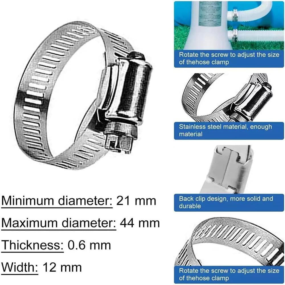 2 Pack 1.25" X 39" Pool Hose, Swimming Pool Replacement Hoses for above Ground Pools,Compatible with Intex Filter Pumps 607, 637, 330GPH, 530GPH, 1000GPH, with 4 Metal Clamps image number 1