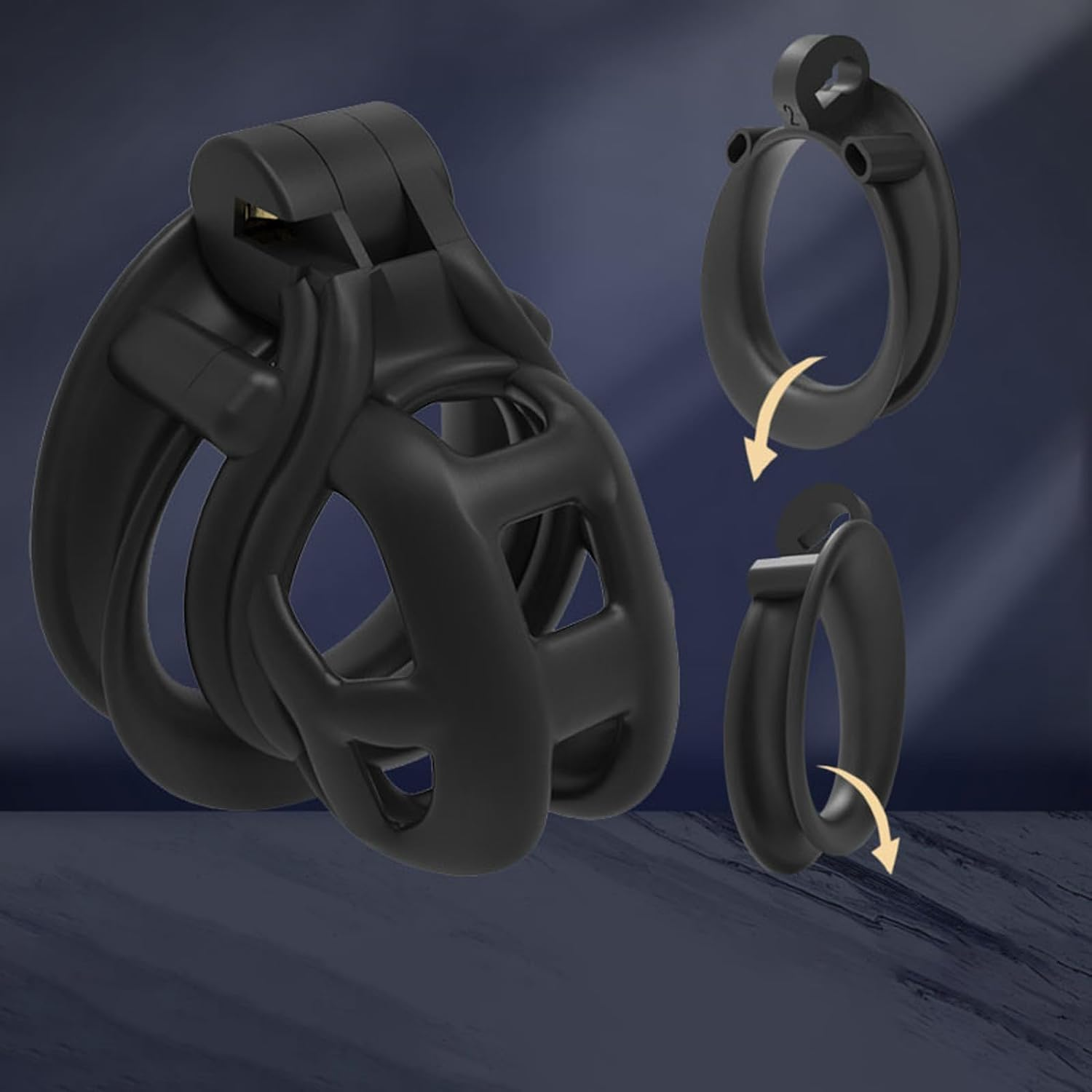 Male Chastity Cage Cock Cage Lightweight Chastity Cages Device with 4 Double Face Rings Male BDSM Bondage Adults Sex Toys for Couples (M) image number 6