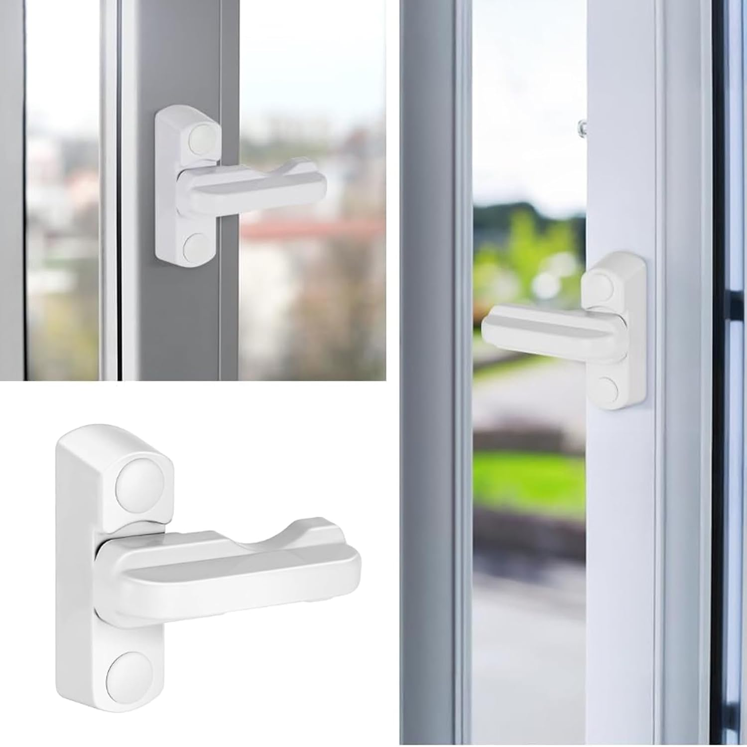 Xiciki Pack of 4 Children'S Window Lock, Burglary Protection, Window Latch, No Drilling, for UPVC Window, Door, Balcony, Child Lock