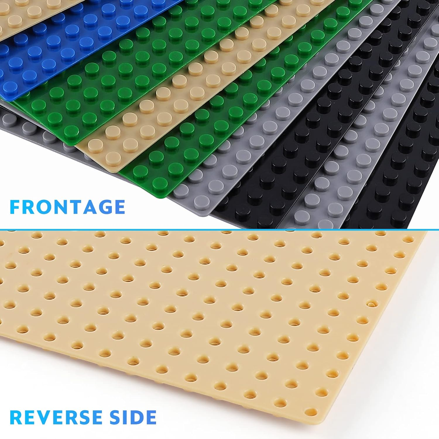 Pokiiulk 10 Pack Classic Baseplates Building Plates for Building Bricks 100% Compatible with All Major Brands-Baseplate, Base Plates Multipack, 10" X 10", Multicolored image number 2