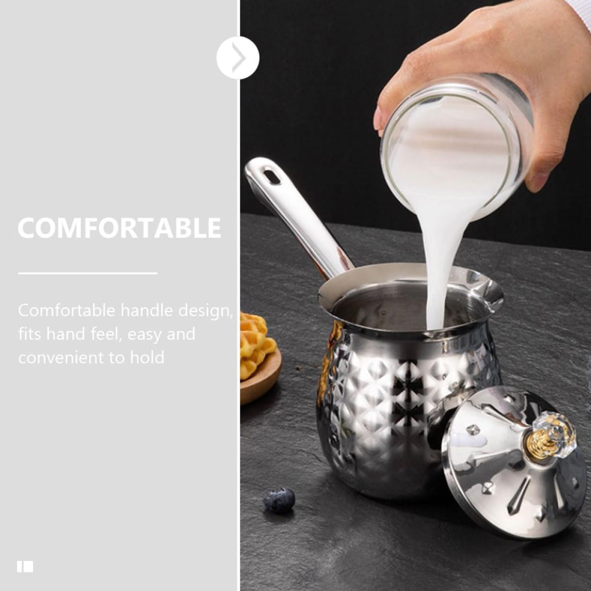 Hohopeti Stainless Steel Milk Frothing Pitcher 200Ml with Spout Coffee Accessory Household Steaming Pitcher for Espresso and Latte Art image number 3