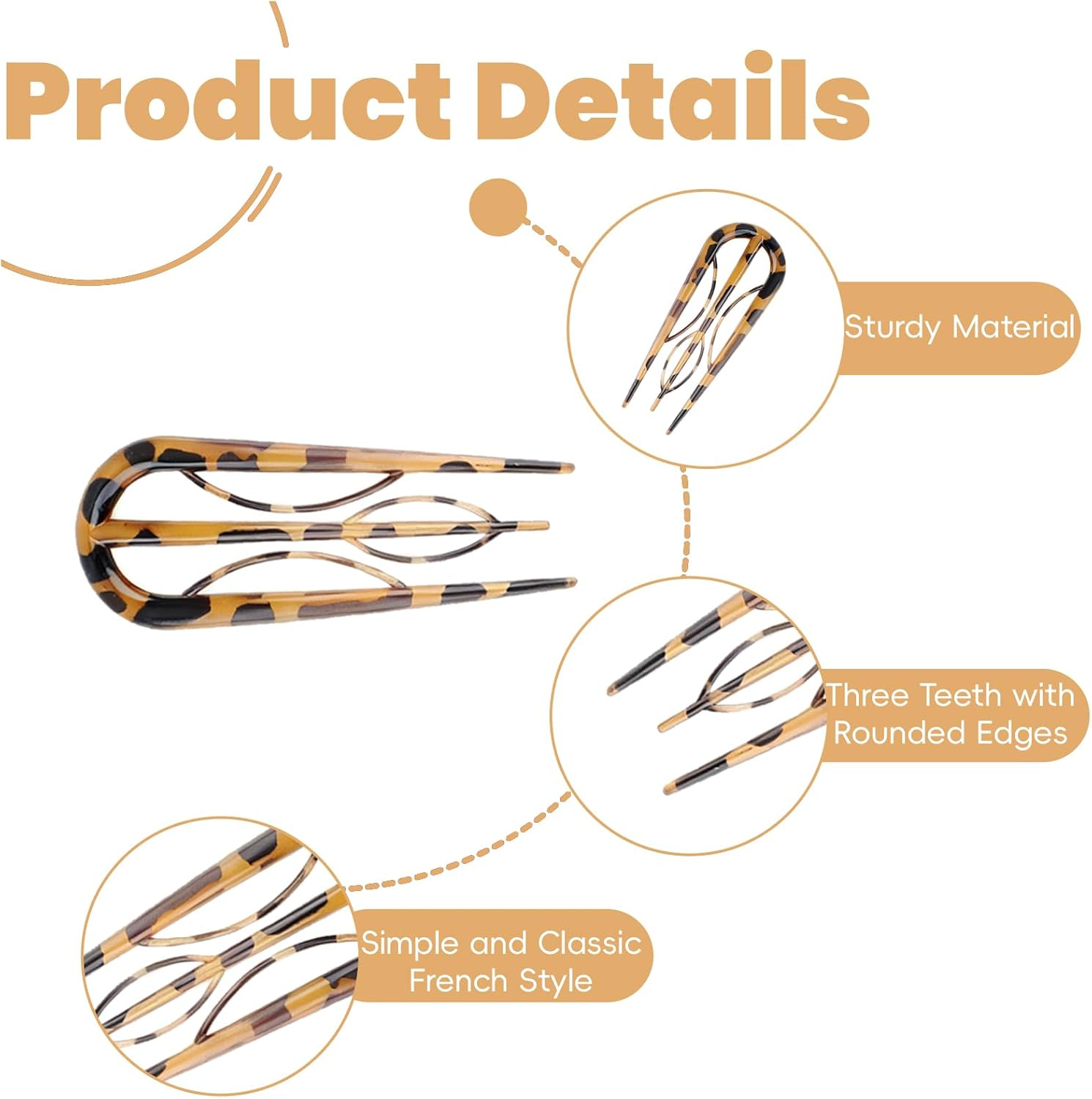 8 Pcsfrench Hair Clips, U-Shaped French Hair Pins for Women, Retro U French Pins Hairpins for Women Twist Clips for Buns Hairstyle Accessories(8 Colors) image number 1