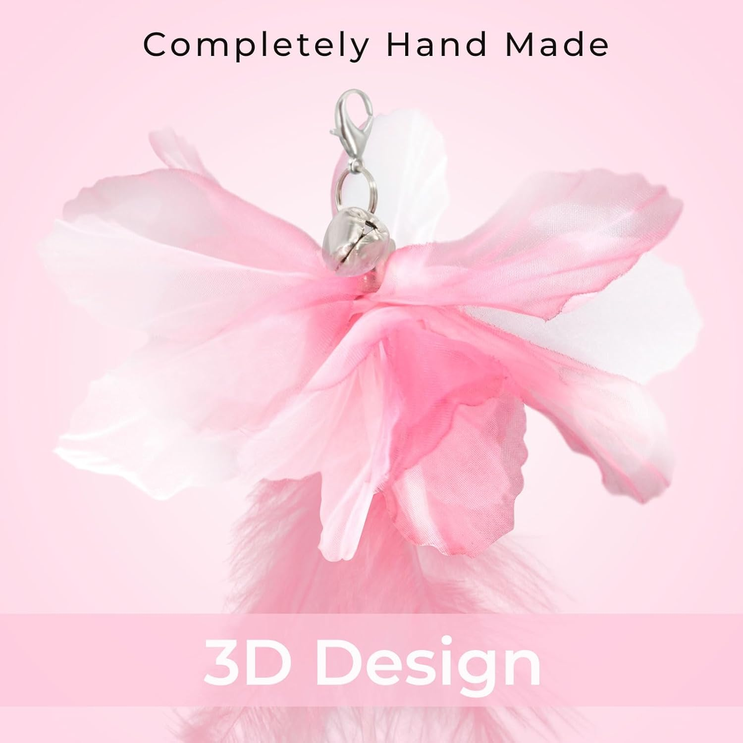 SONGWAY Cat Toy Wand Replacement - 6 Pieces Cat Toys, Cat Feather Toy Refills, Cat Teaser Wand Attachments, Interactive Cat Toys for Indoor Catspink