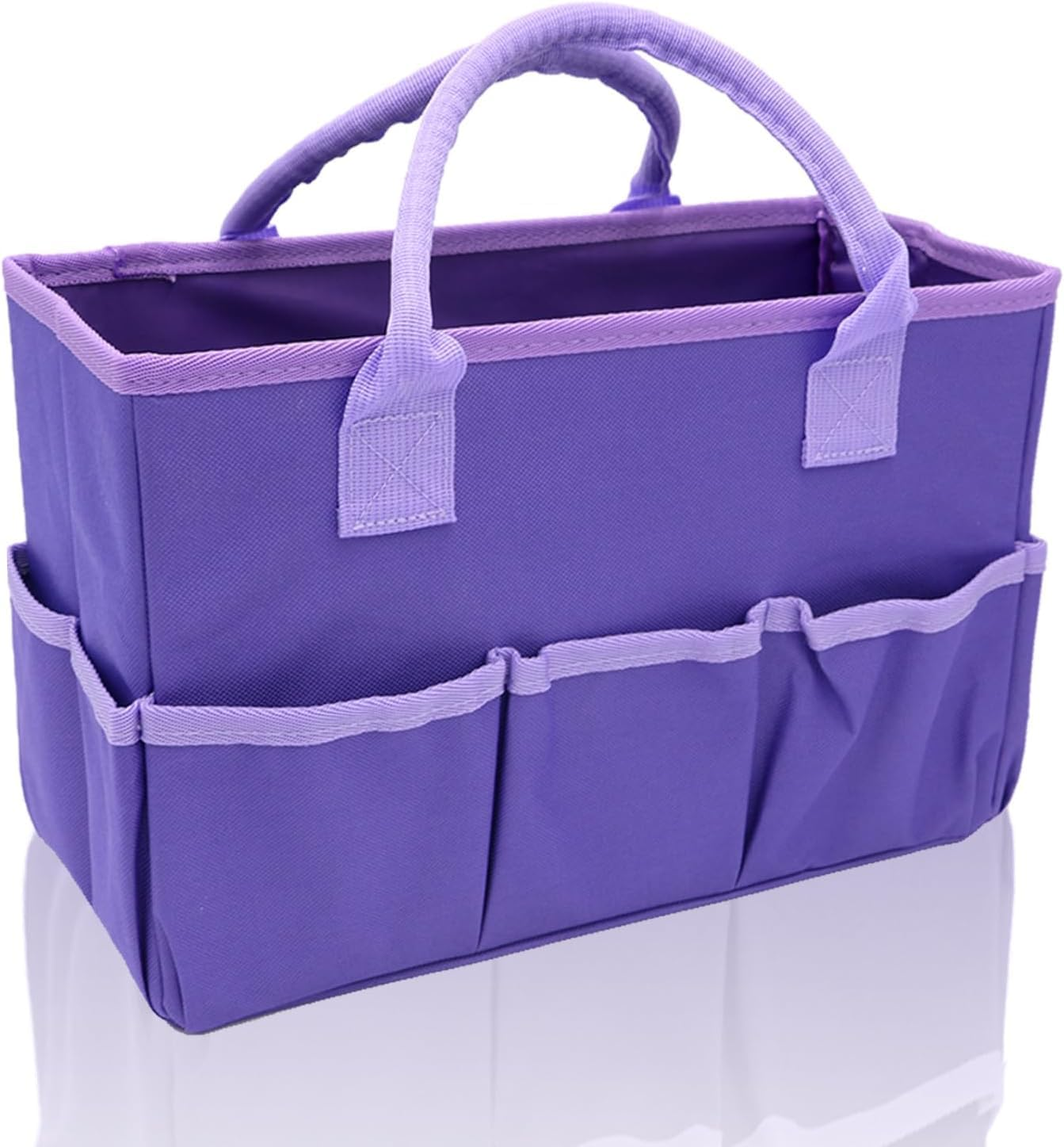 Purple Art Organizer Tote Bag with Pockets and Handles, Large-Capacity Oxford Fabric Craft Storage Caddy for Teachers, Artists, Students, Travelers, and Office Use image number 6