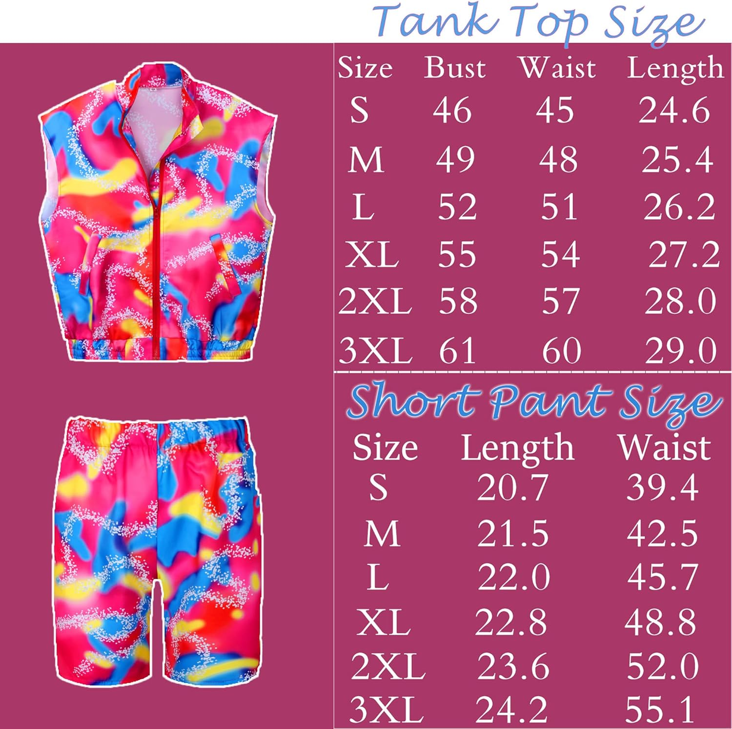 Cosrea Ken Costume for Men Sportswear Tank Top Vest Beach Shorts Sun Visor Kneepad Outfit 80S Workout for Adult Halloween image number 2