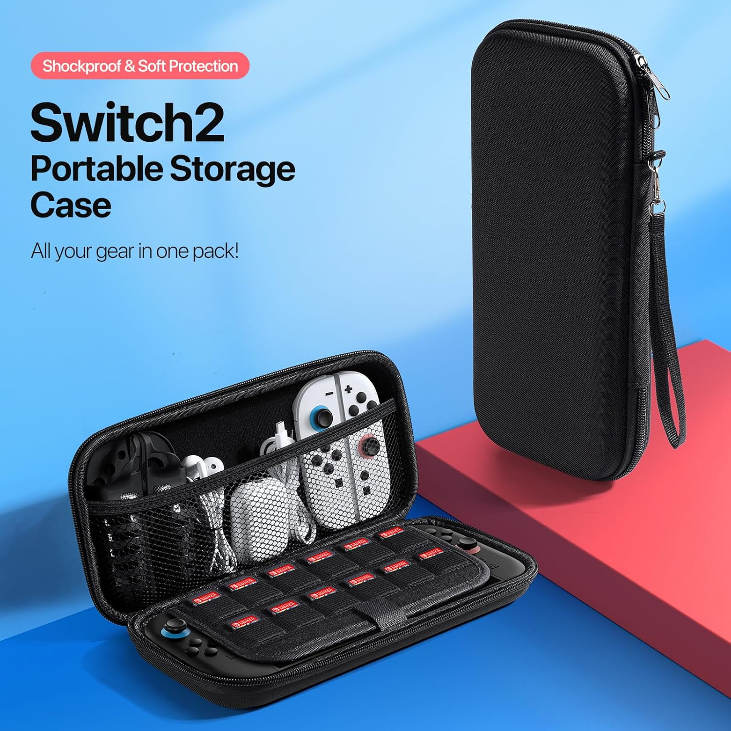 Verderoot Guardian Series Carrying Case for Nintendo Switch 2 2025, Slim Hard Shell Protective Storage with 12 Game Card Slots & Water-Resistant Fabric - Shockproof Travel Accessories image number 6