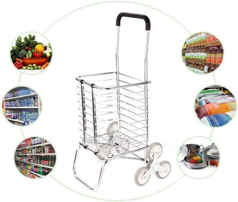 Trolley with Wheels Trolley Trolley Aluminum Trolley for Supermarket Foldable for Luggage Trolley in Silver Microfiber image number 2