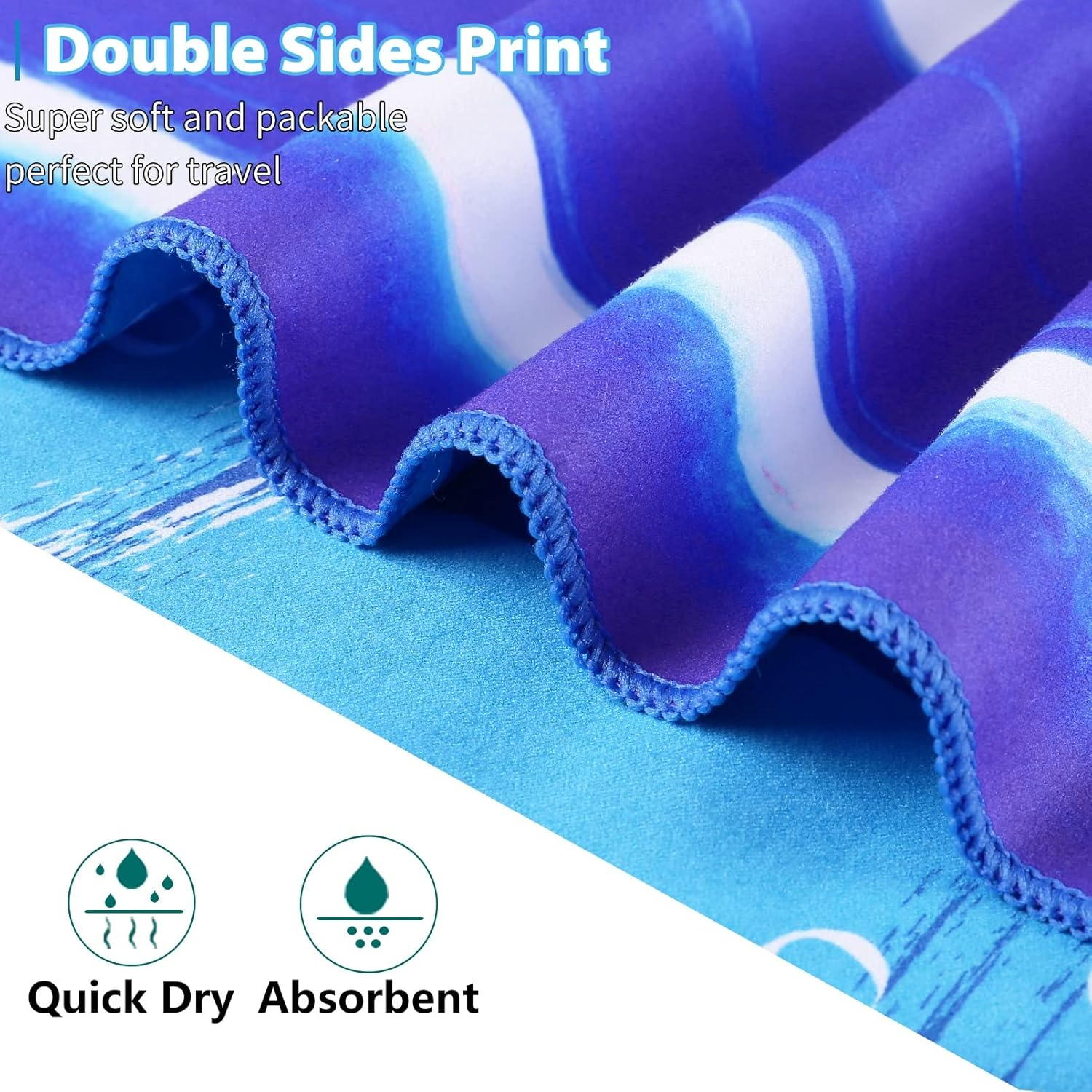 2 Pack Microfiber Lightweight Thin Beach Towel 180X80Cm Extra Large Sand Free Towels for Adult Quick Dry Travel Beach Accessories Vacation Essential Gift