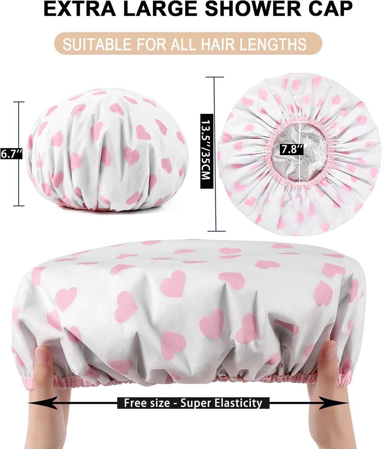 YIZIJIZI 2 Pieces Heat Cap for Deep Conditioning, Conditioning Cap Made of Aluminum Foil for Home and Salon Use, Hair Dyeing（White Pink） - Leopard Color image number 4