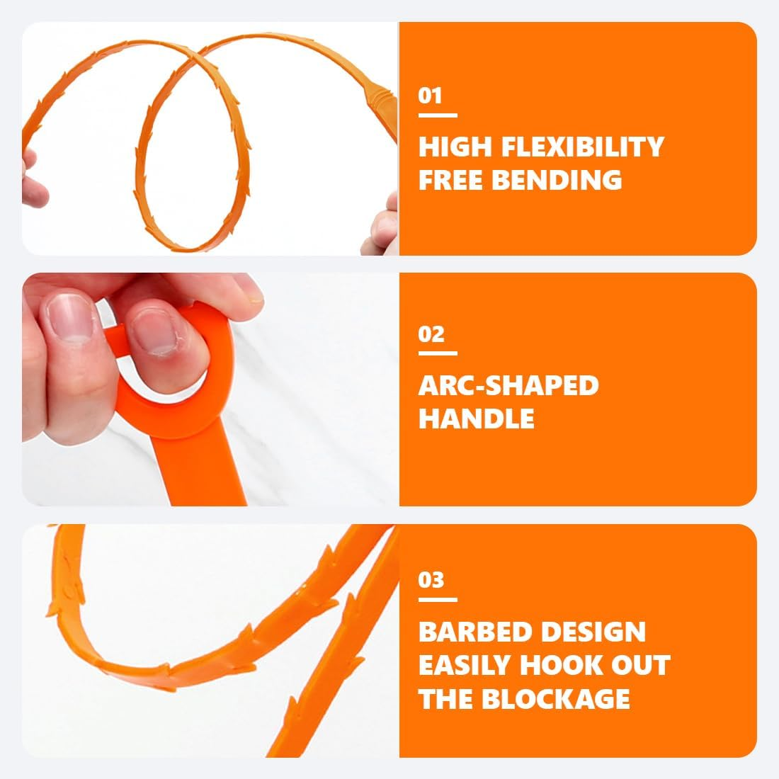 OUDQFCJ 4 Pieces 25 Inch Drain Cleaner Spiral Reusable Pipe Cleaning Spiral 64 Cm Drain Cleaner Sticks Drain Cleaning Hooks image number 2