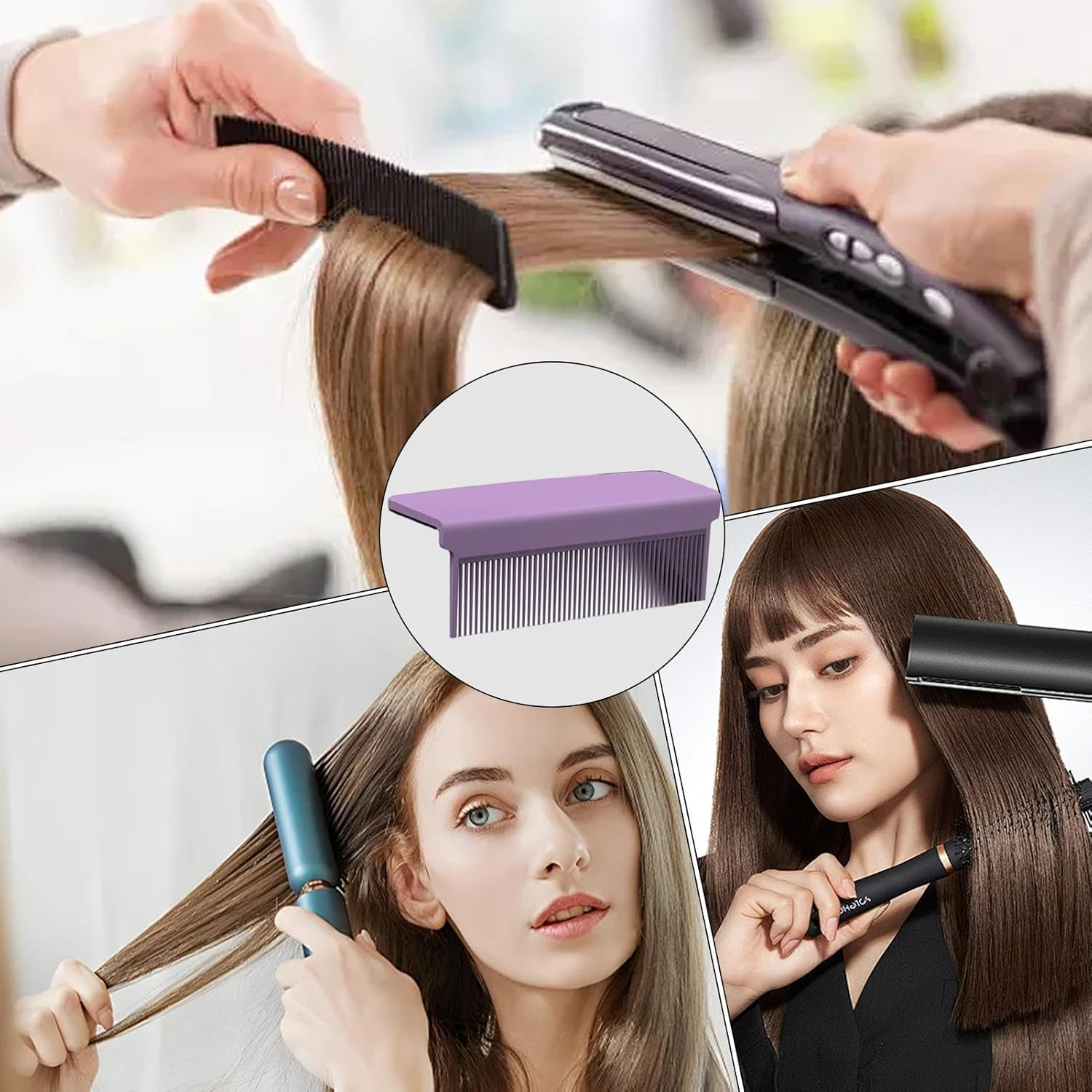 Vriusi Splint Hair Straightening Comb Tool, Comb Attachment for Flat Iron, Self-Adhesive Straightening Hair Styling Accessories, Professional Comb Attachment, Straight Hair Styling Tools image number 3