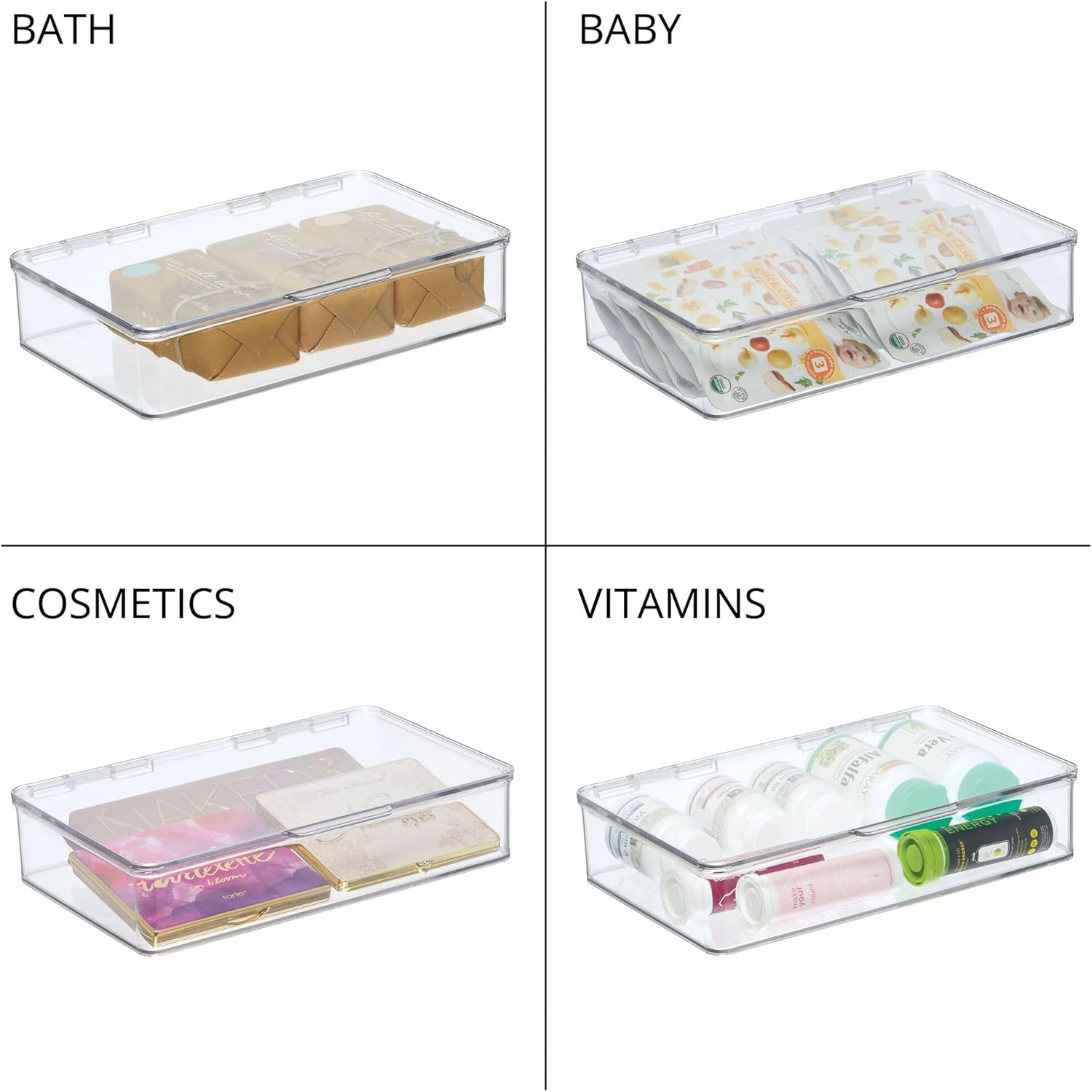 Interdesign Cabinet/Kitchen Binz Stackable Kitchen Storage Container, 7.1" X 10.7" X 2.3", Clear image number 4