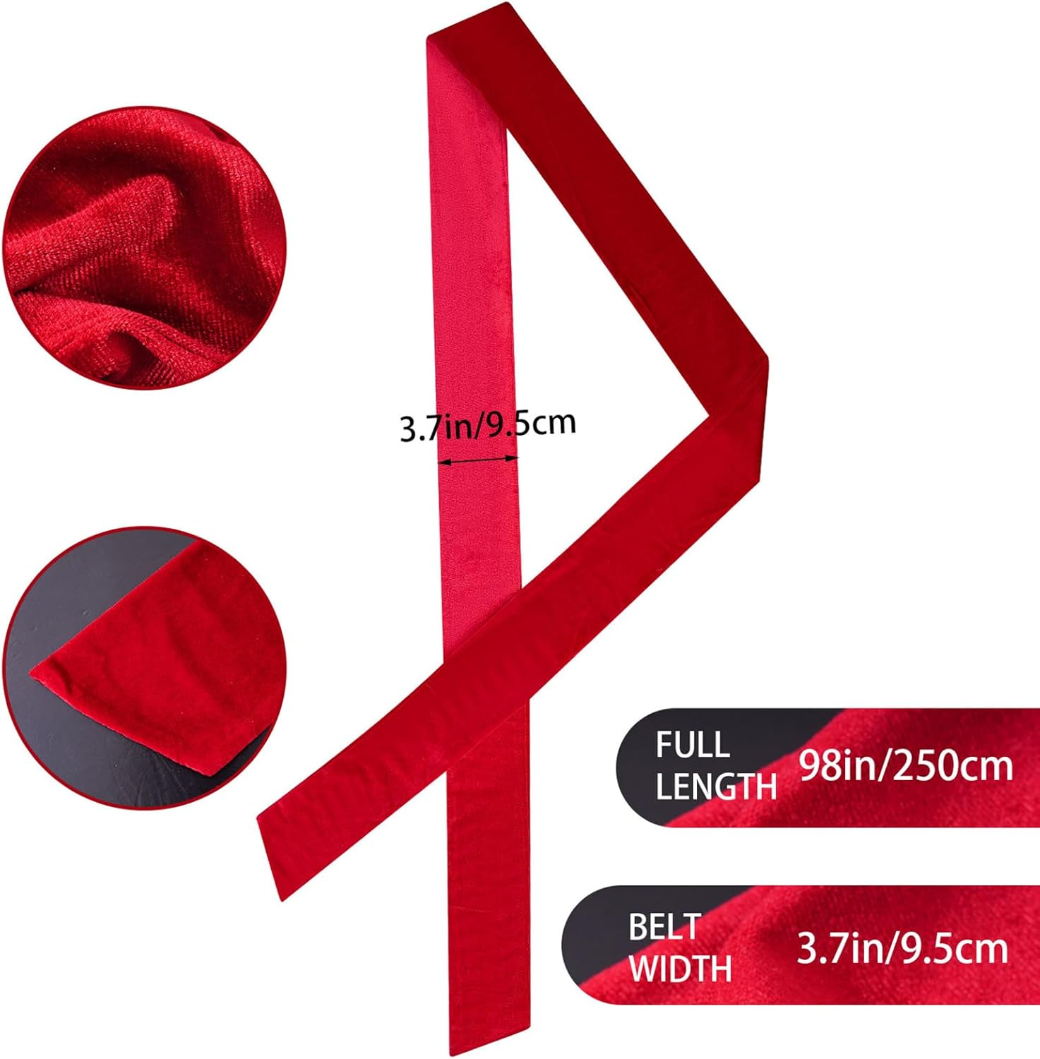 Women Velvet Sash Belt for Dress Tie Waist Dress Belt Wide Long Wedding Bridal Belt for Special Occasion image number 4