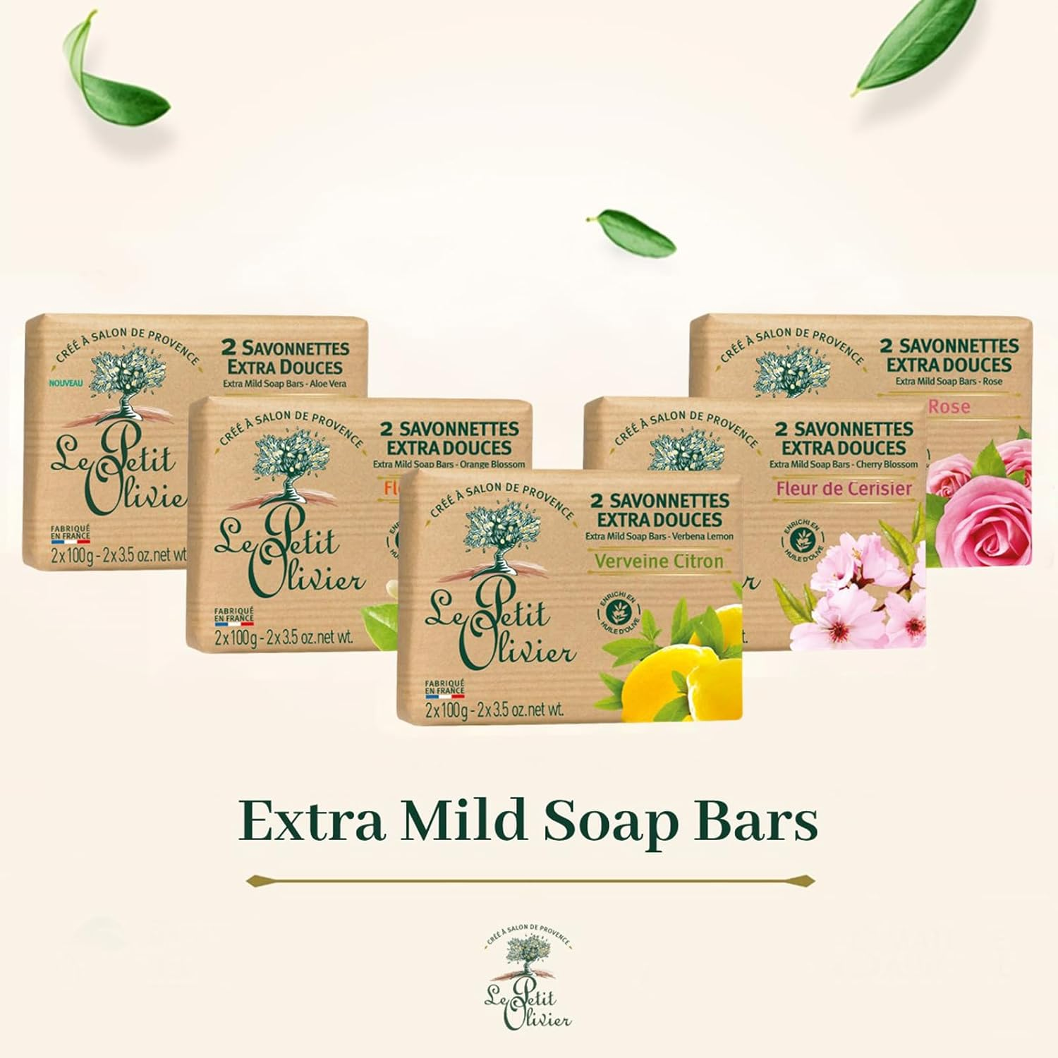 Le Petit Olivier Soap with Rose and Olive Oil 2 X 100 Grammes from France image number 2