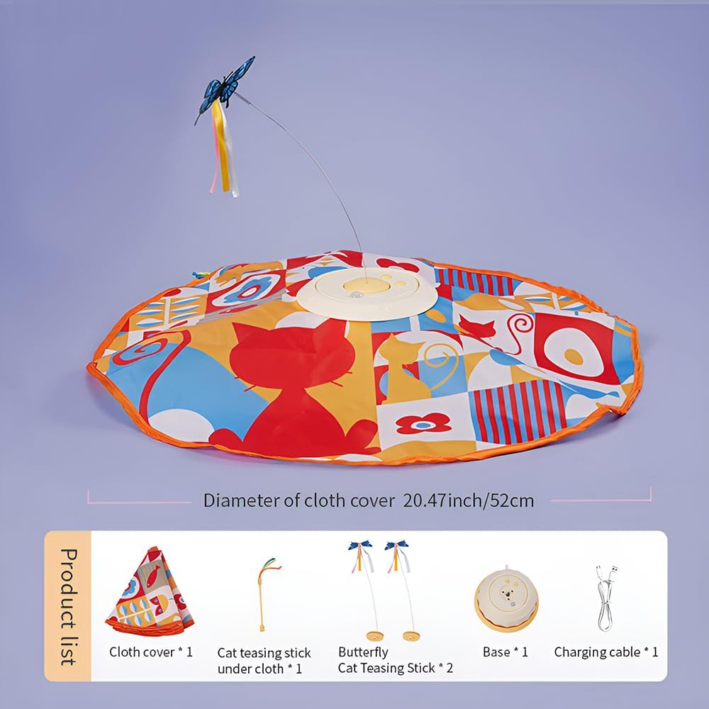 Cat Interactive Toys Intellisense 3-In-1 Rechargeable Motion Activated for Indoor Cats, Long Lifetime Motor Cat Chasing Toy for Exercise/Moving Butterfly/Feather Wand image number 2