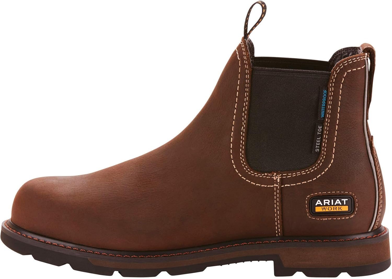Ariat Groundbreaker Chelsea Waterproof Steel Toe Work Boot &ndash; Men&rsquo;S Leather Boots, Dark Brown image number 2