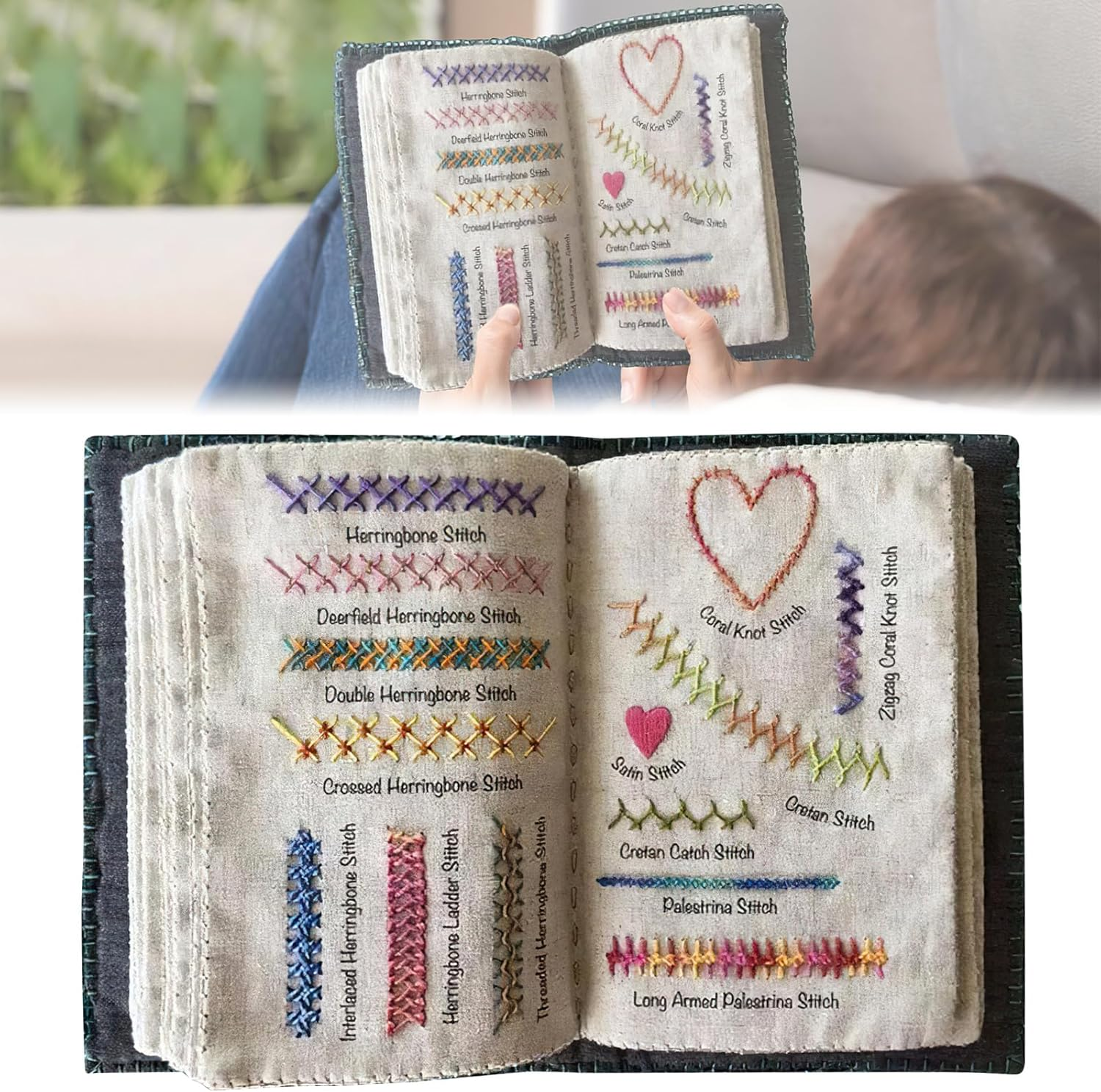 DIY Embroidery Sewing Stitch Book,Loose Leaf Needlework B-Ook,Creative Embroidery Starter Kit,Embroidery Instructions for Sewing Enthusiast,Creative Stitching Decorative Book,Se-Wing Praticing Stitch