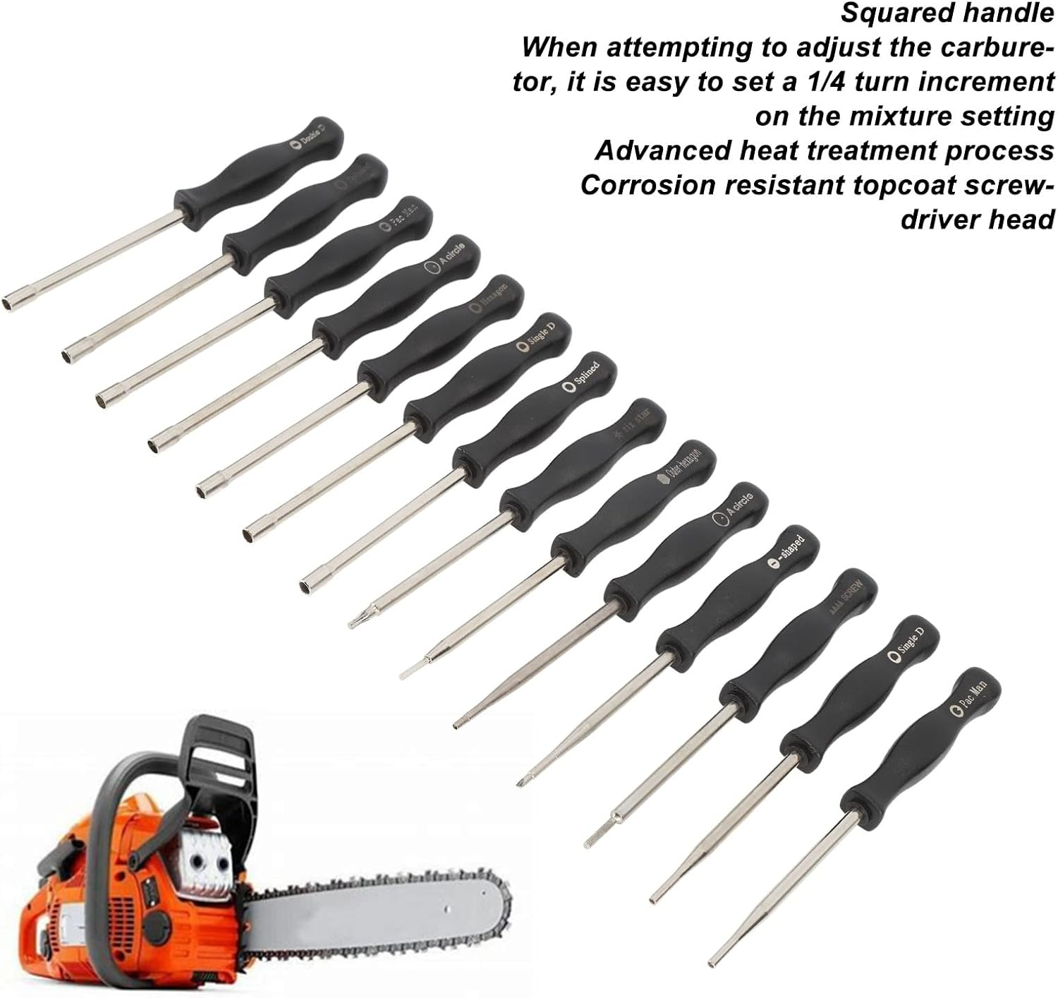 Carburetor Adjustment Tool Set with Storage Bag, 14Pcs Carb Tune up Adjusting Tool Kit for String Trimmers Chain Saws Leaf Blowers