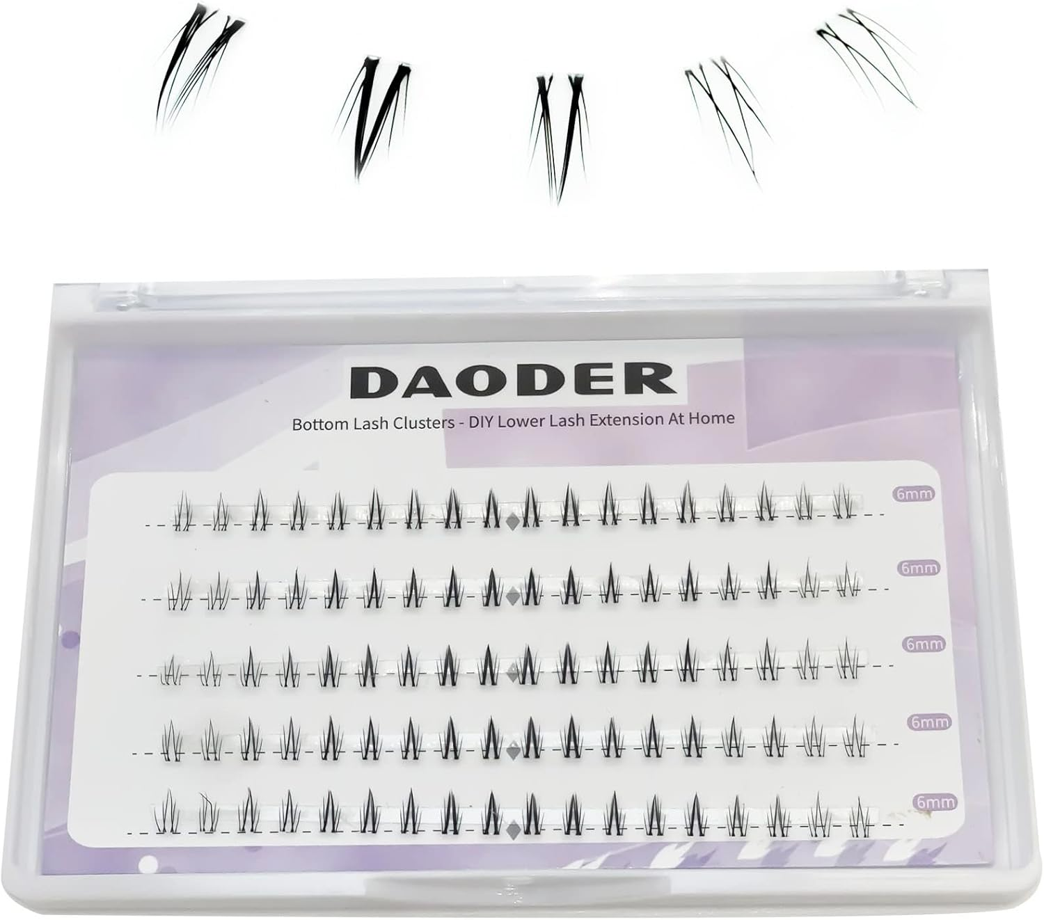Bottom Lash Clusters DIY Eyelash Extensions - DAODER 90Pcs Wispy Natural Look Clear Band Lashes for Bottom Eyelashes 6Mm image number 1