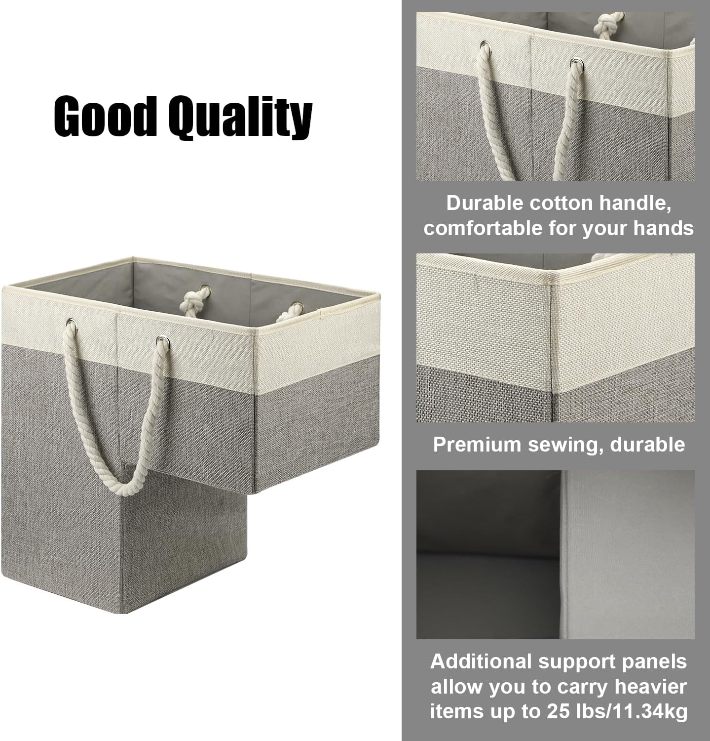 NQEUEPN Stair Basket, 16.14 X 10.24 X 16.14 Inch Multifunctional Staircase Basket Organizer Holder Storage Bin with Rope Handles Foldable Step Basket for Home Office, 40072