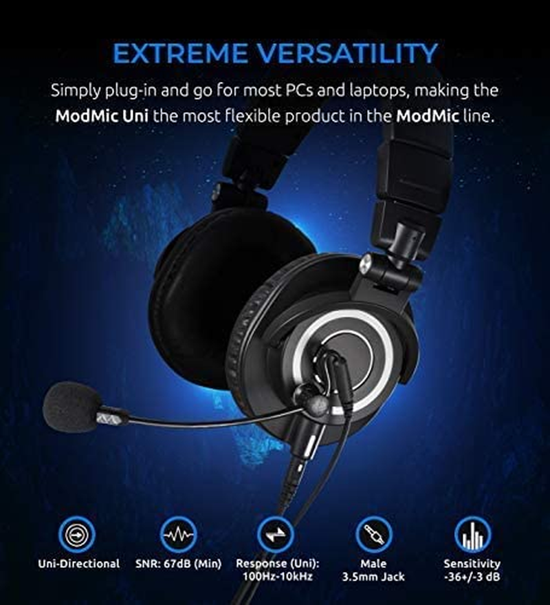 Antlion Modmic USB 2.0 Attachable Noise-Cancelling Boom Microphone for Headphones