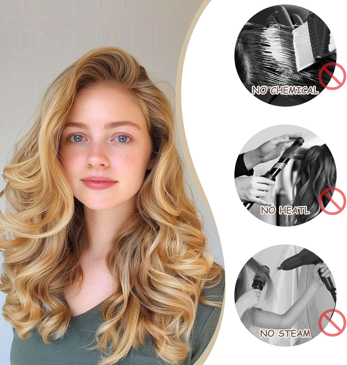 Huotflame Curlers without Heat for Women - Heatless Hair Curler Scrunchie Set for Natural Styling - Lightweight Sleep Curling Band for Overnight Curls - Perfect for Travel and Home, Brown Dots image number 4