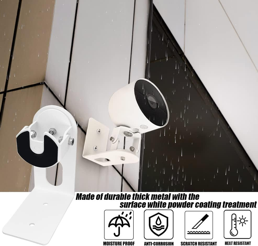 Magitcsee Nest Camera Mount Compatible with Google Nest Cam Outdoor or Indoor, Battery - 2Nd Generation,360 View Anti-Drop Outdoor Wall Bracket Mounting Kit Nest Cam Accessories- White image number 3