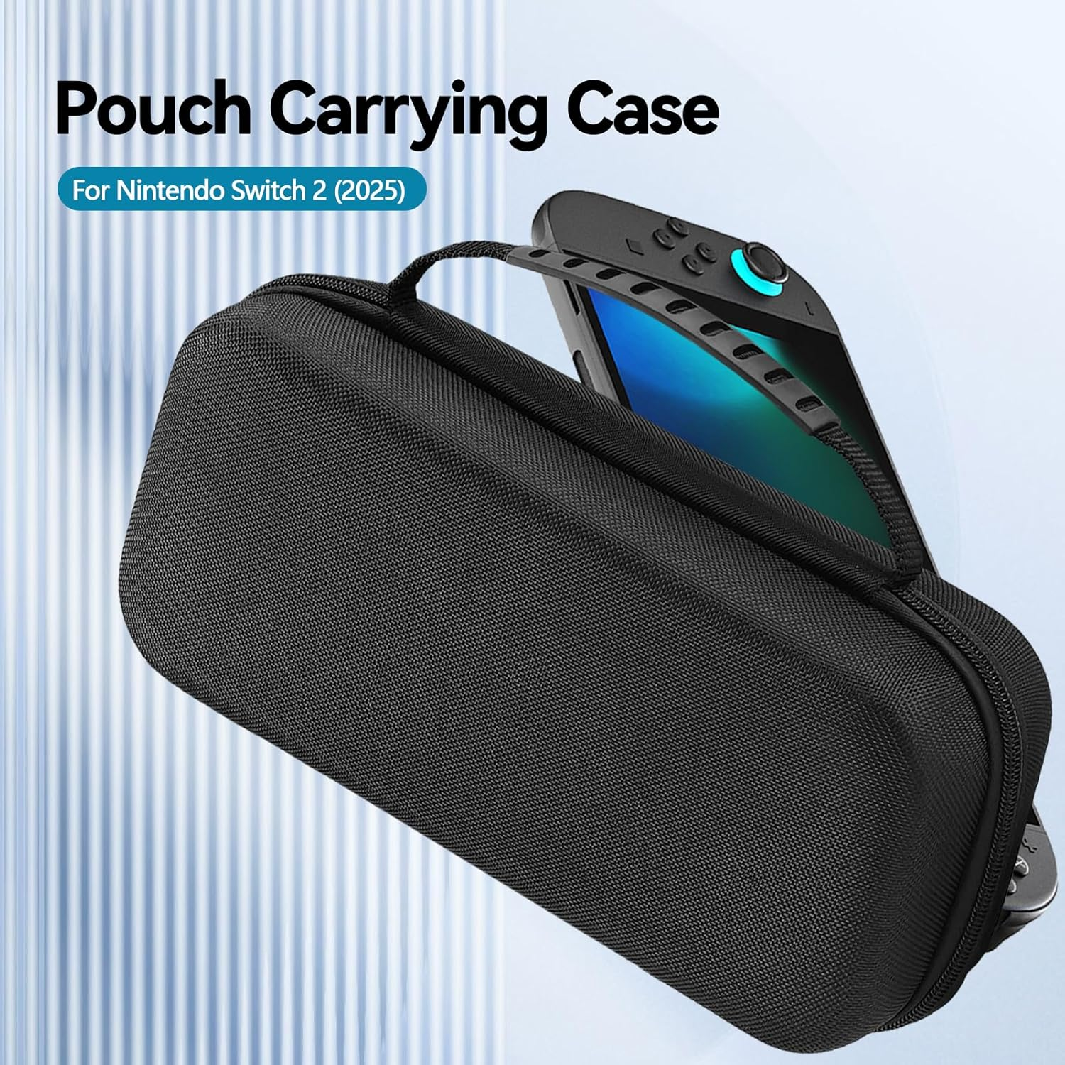 TUCANA Carry Pouch Case Compatible with Nintendo Switch 2 (2025), Switch 2 Portable Hard Travel Case with Pockets and 20 Game Cartridges for Switch 2 Accessories, Black, Solide image number 1
