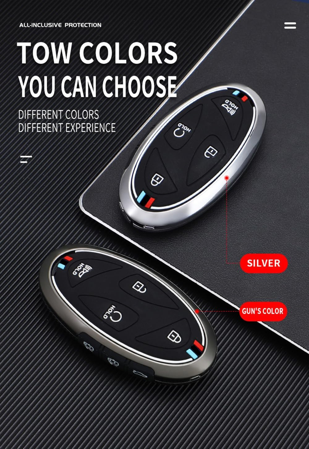 Ontto Key Cover Fit for Hyundai 5-Button Key Fob,Metal Frame Key Shell Soft Silicone Key Case - 7Btn-Black image number 7