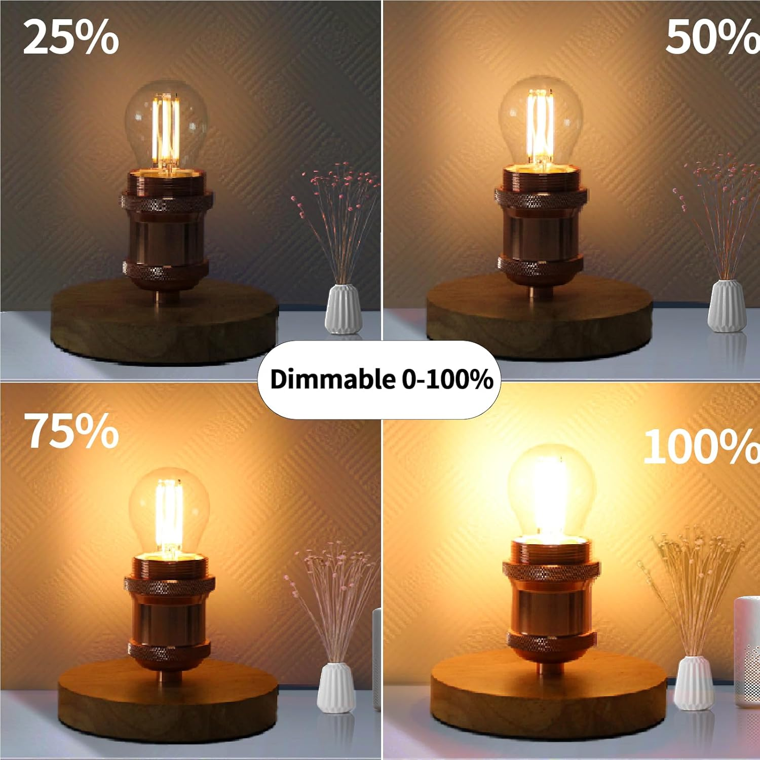 Spacelumen E27 Dimmable Bulbs 4W 40W Equivalent G45 Golf Ball Bulbs, Warm White 2700K, Vintage Led Edison Screw Bulb for Celling Fan Vanity Light & Pendant Light, 4-Pack image number 6