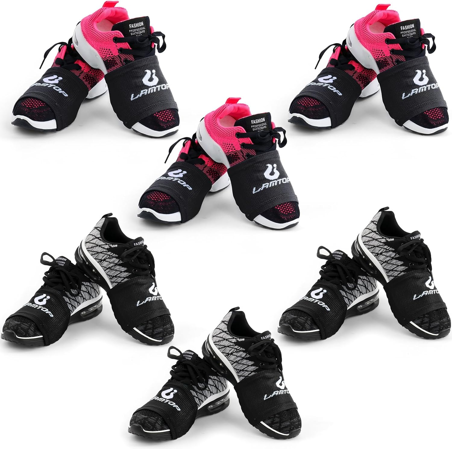 6 Pairs Dance Shoe Socks on Smooth Floors over Sneakers,Shoe Cover Dancing Shoe Sliders Dancers Turning Socks Protect Knees image number 3