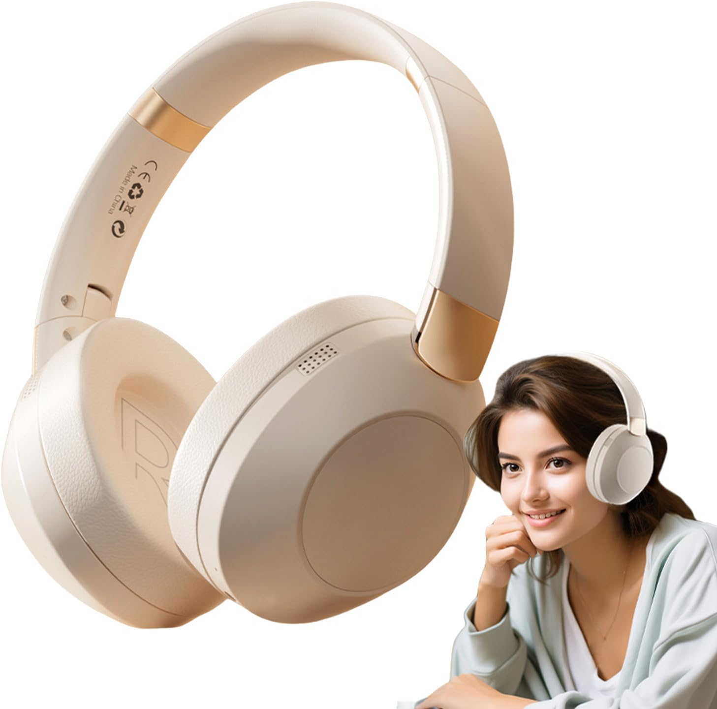 Uoqpty over Ear Headphones Wireless - Comfortable Headset,Wireless over Ear Stereo Noise Cancelling Headset Foldable Headphones for Travel image number 2