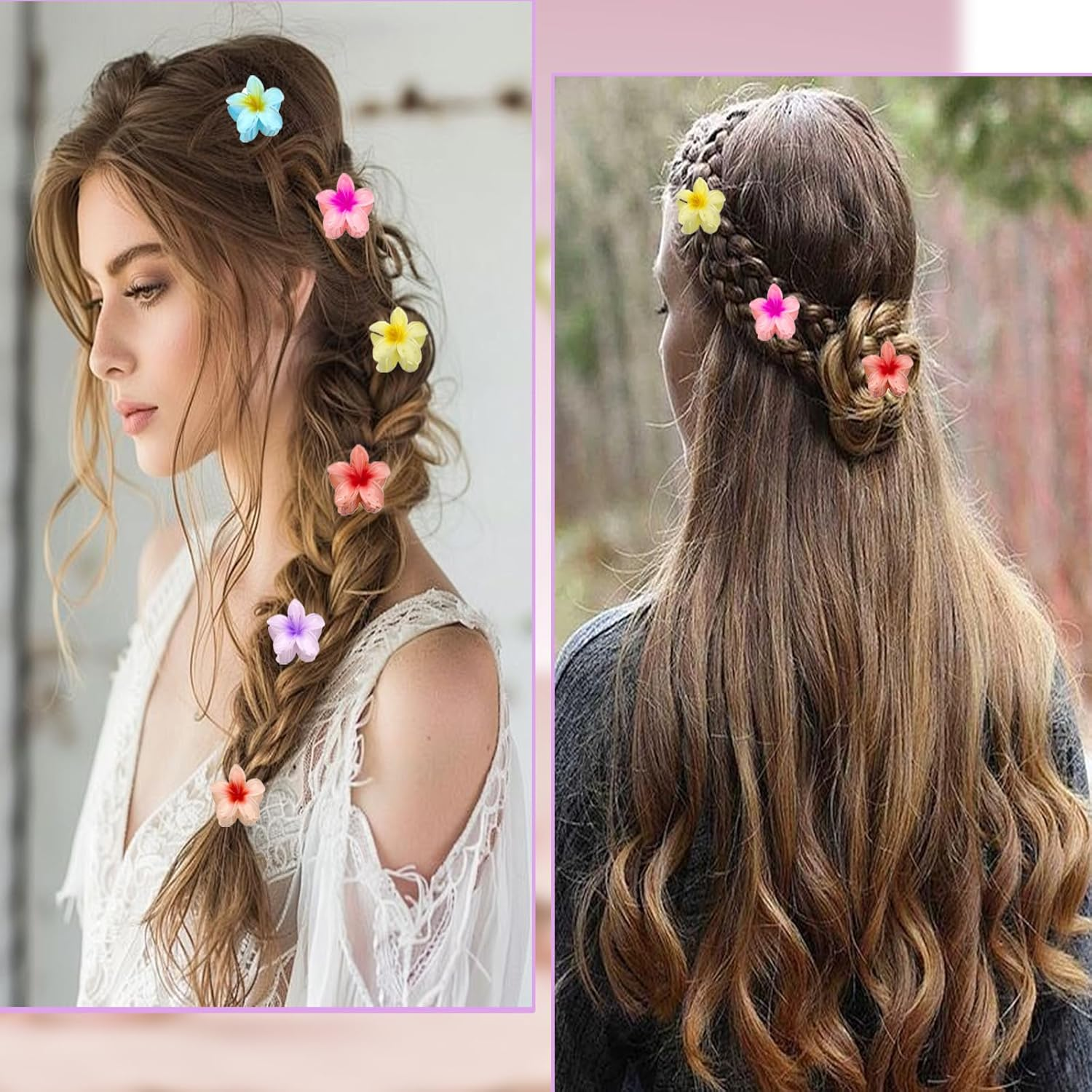 Kaizuca Pack of 12 Flower Hair Clips, 3 Cm Cute Acrylic Small Hair Clips, Non-Slip Hair Jaw Clips, Hair Styling Accessories for Women and Girls image number 5