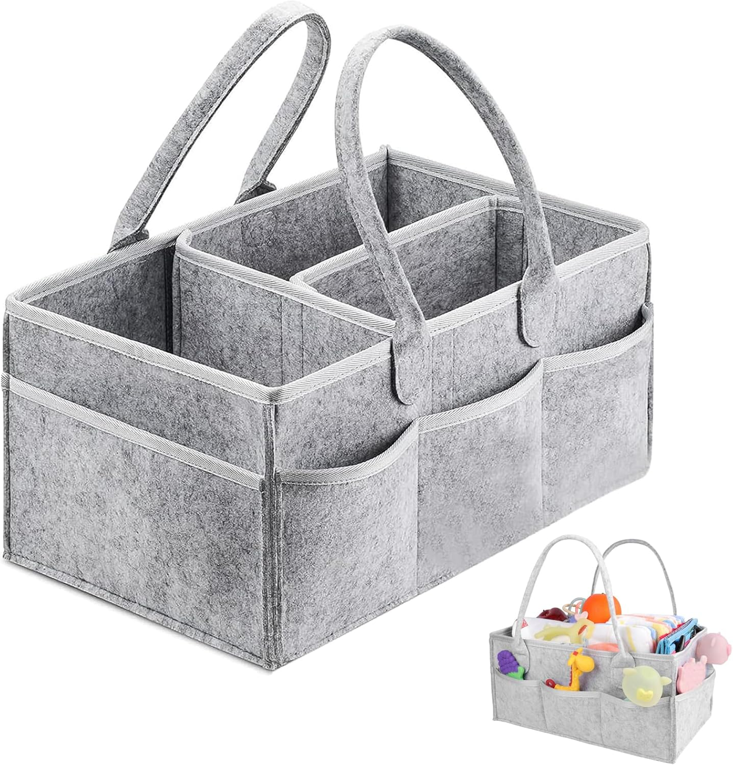 Jotia Baby Diaper Caddy Organizer, Felt Cloth Nursery Storage Bin and Car Organizer Baby Storage Basket for Diapers and Baby Gift Basket, Changing Table Organizer for Indoor Outdoor image number 2