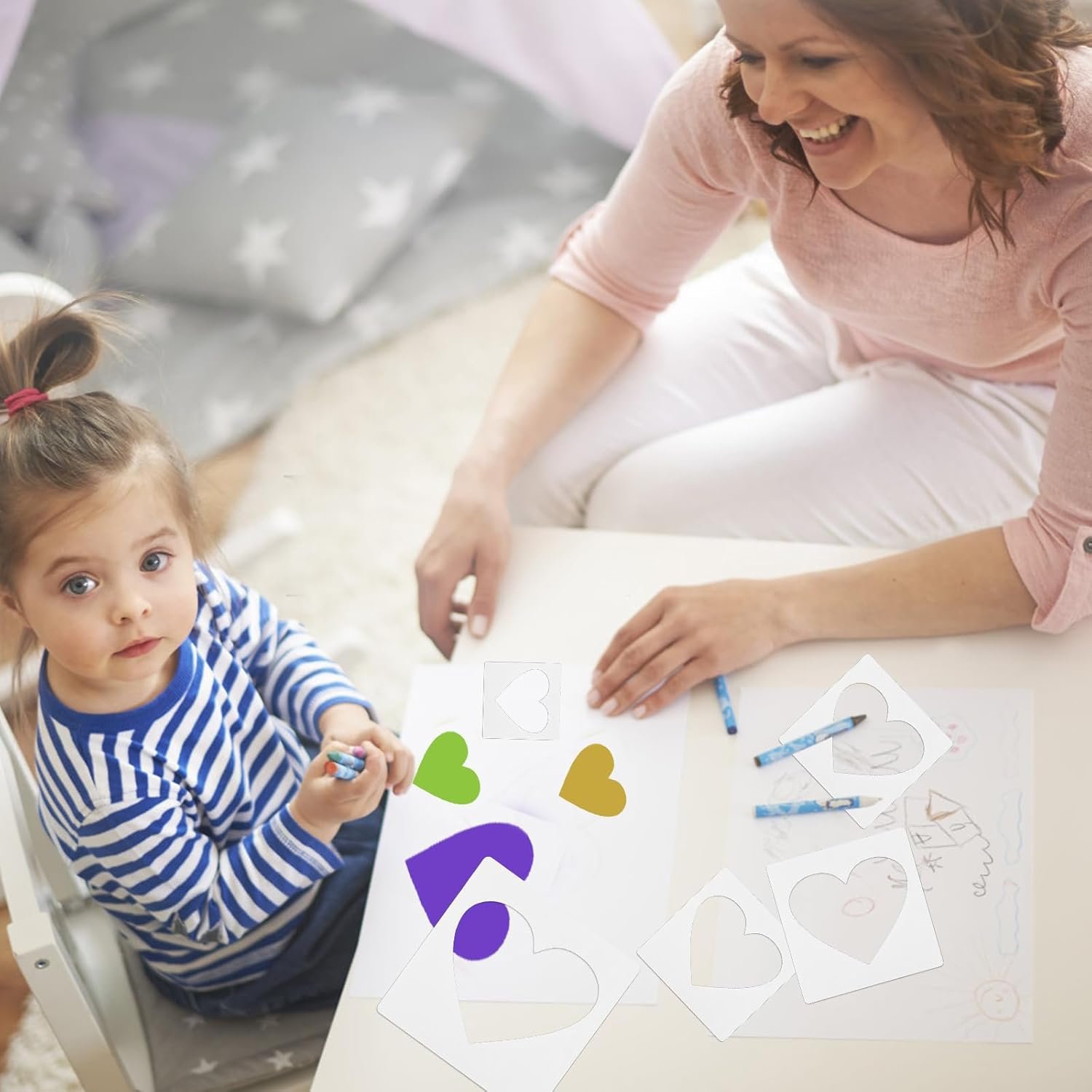 16Pcs Large Heart Stencils, Different Sizes Heart Template for Painting Plastic Reusable Heart Shaped Stencil Template for Fabric Walls Arts Paper Home Decoration image number 4