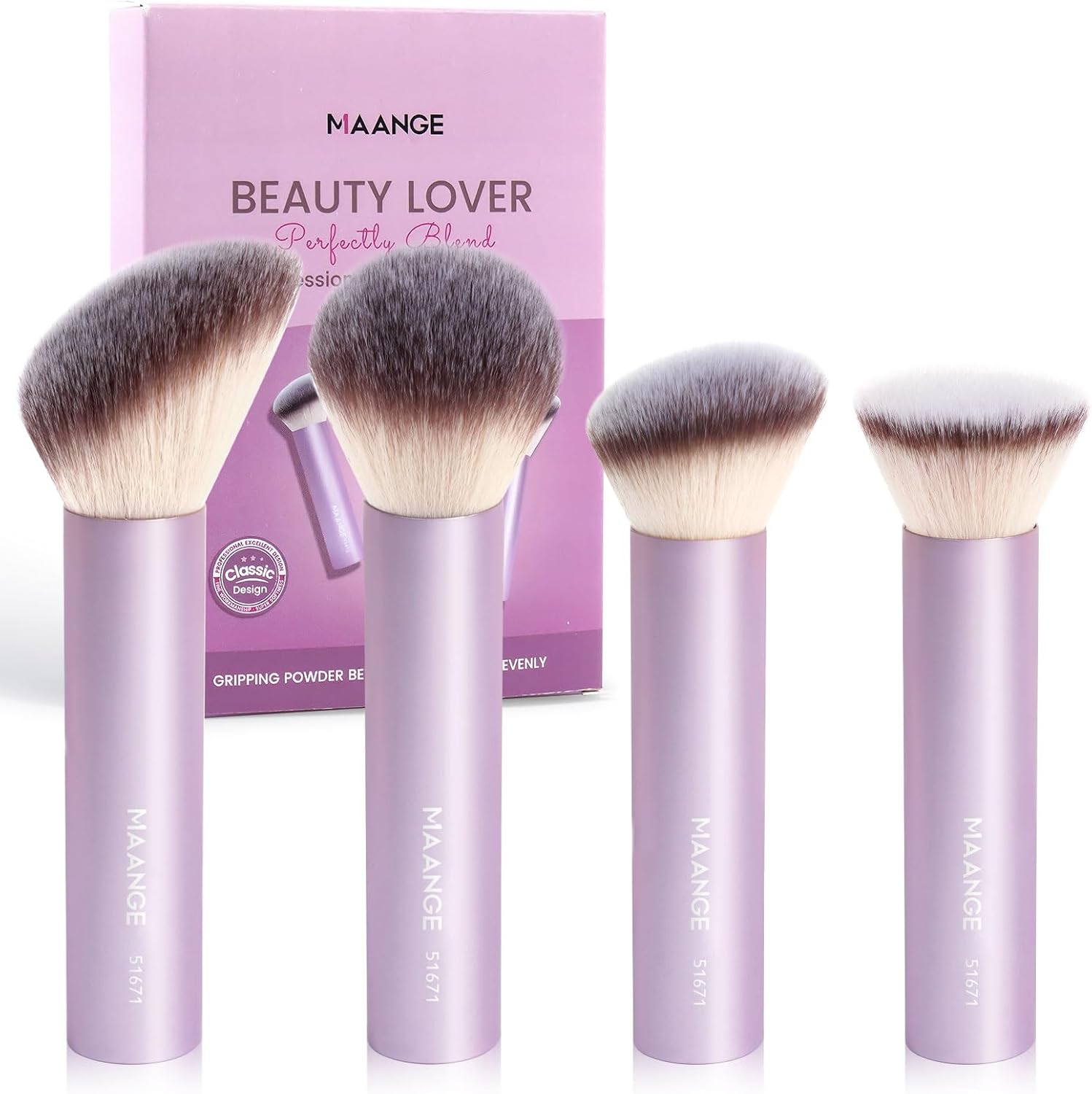 MAANGE 4 Pcs Makeup Brushes Professional Make up Brush Premium Synthetic Foundation Powder Concealers Makeup Brushes Set (Pink) image number 6