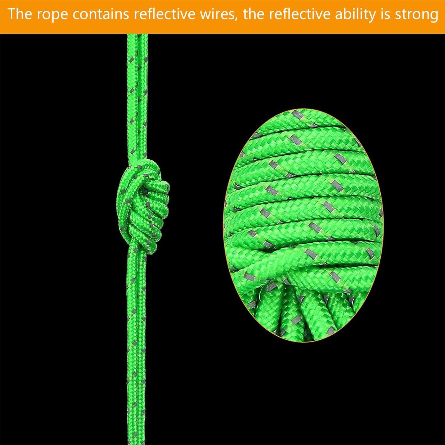 Camping Rope, 8Pcs Tent Guy Ropes Reflective Guy Rope Tent Rope with Aluminium Tensioner, Guide Ropes Tent Guyline Paracord Camping Rope for Tent, Tarp, Outdoor Packaging (4Mm X 4M,Green)