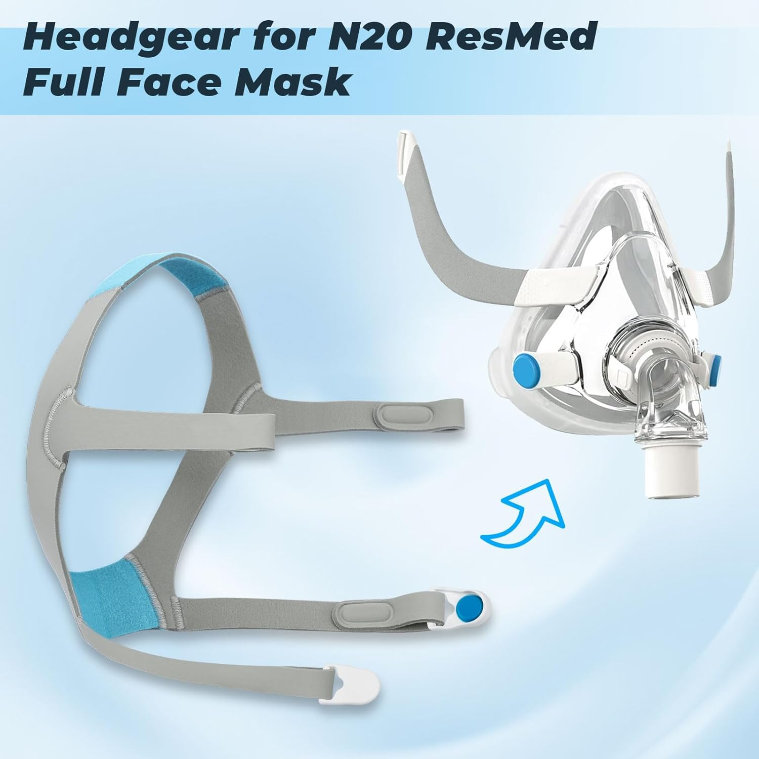 Alocs Large N20 Headgear Compatible with Resmed Airfit/Airtouch N20 Nasal Mask, N20 Full Face Mask Strap with Headgear Clips - 1 Pack image number 6