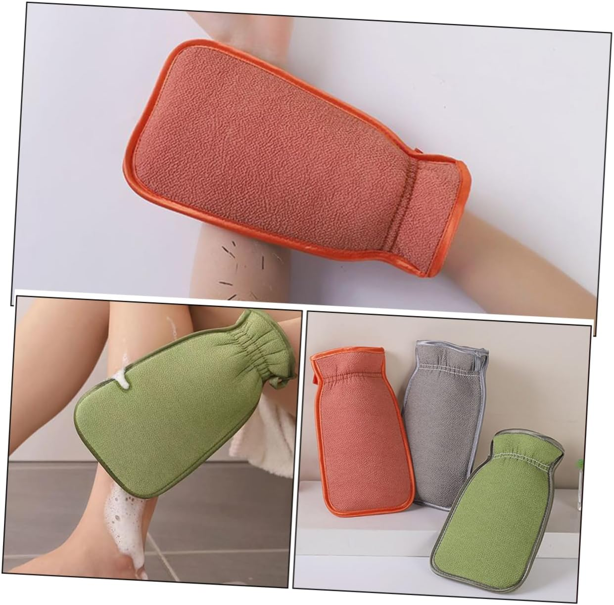 SAFIGLE 3Pcs Deep Cleansing Body Scrub Gloves for Shower Exfoliating Mitts Comfortable Fit image number 6