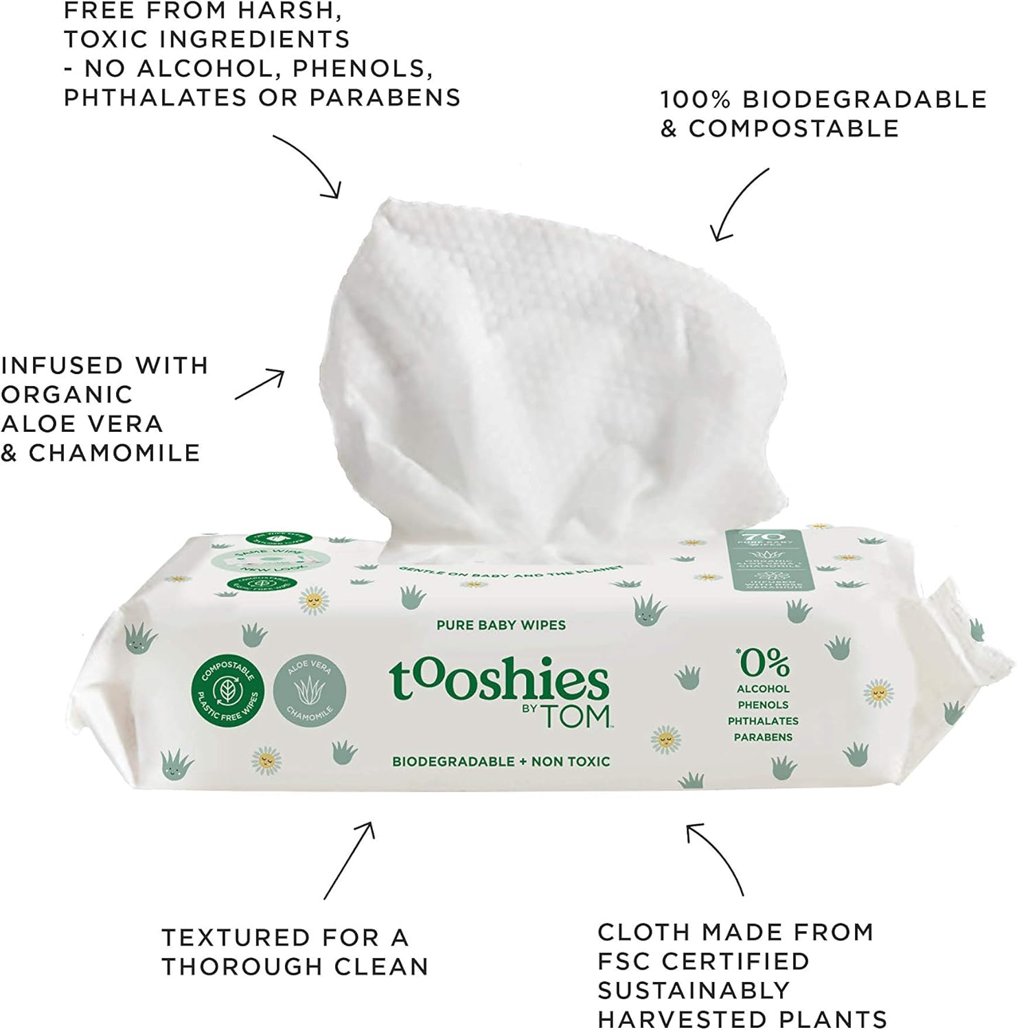 Fragrance Free 70 Pure Baby Wipes, 70 Count image number 1