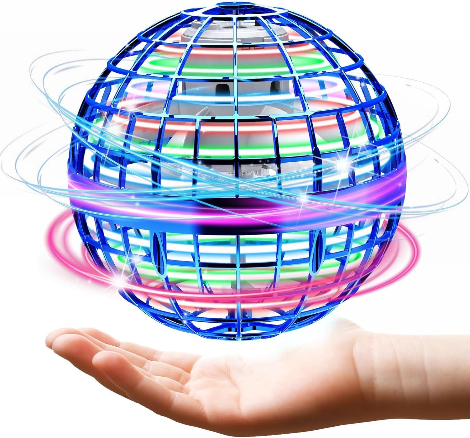 Lshfjnd Orbit Flying Toy, Ball Toy, Boomerang, Hand Controlled, 2023 Flying Spinner with Magic Lights, 6-10 Years, Teen, Blue, USB Charging Cable, Instruction Manual