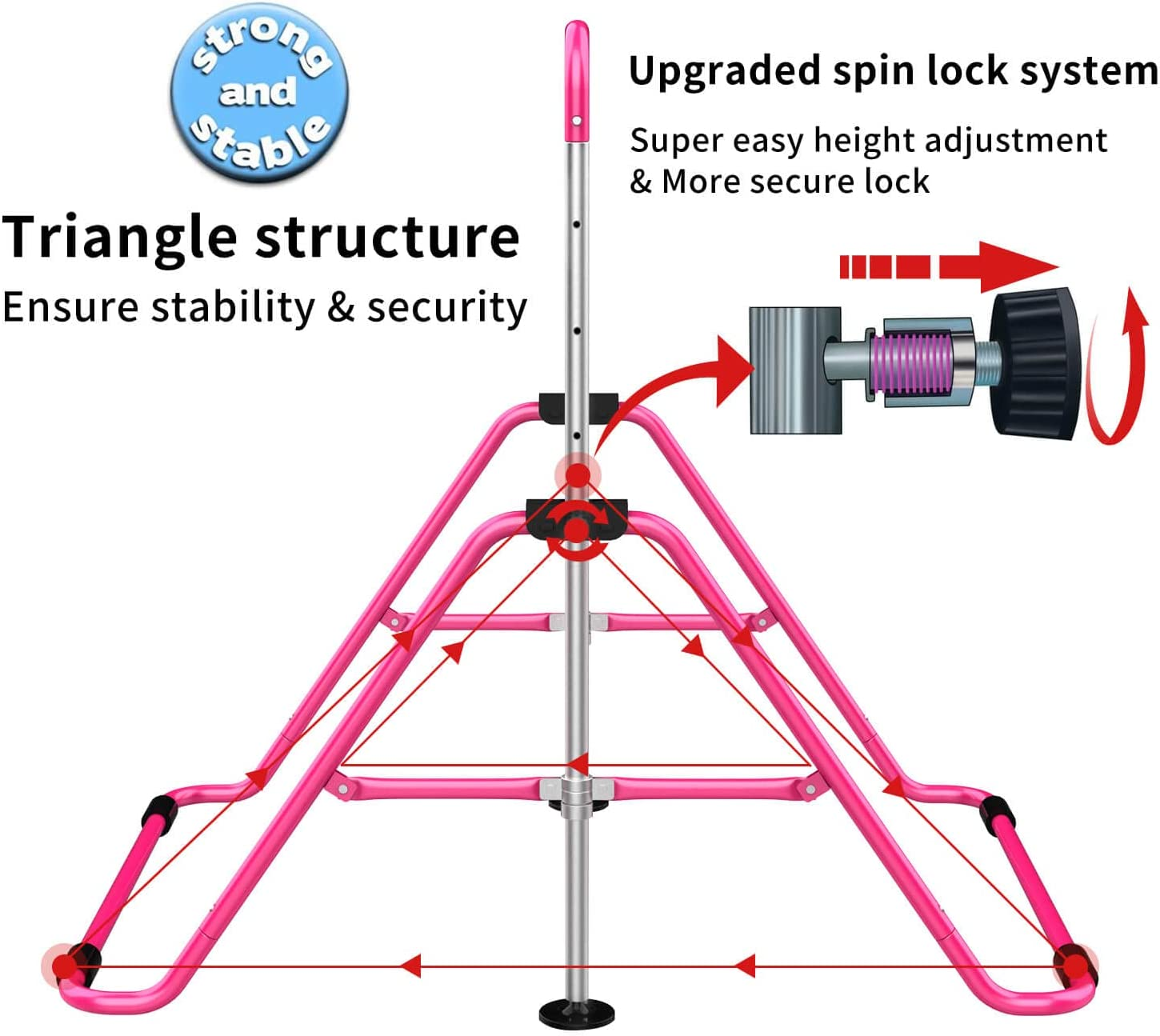 Tepemccu Expandable Gymnastics Bars Adjustable Height Gymnastic Horizontal Bars Junior Training Bar Children Folding Training Monkey Bars for Kids image number 4