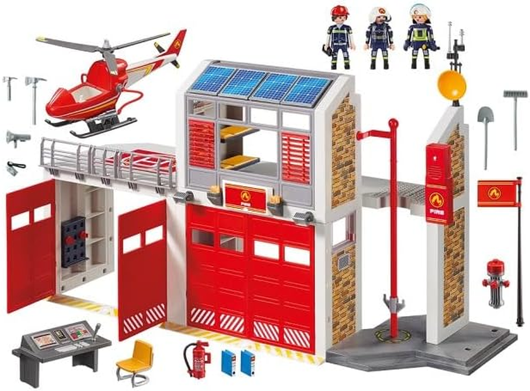 Playmobil 9462 City Action Fire Station with Fire Alarm, Fire Fighter and Helicopter Toy, Fun Imaginative Role Play, Playset Suitable for Children Ages 4+ image number 1