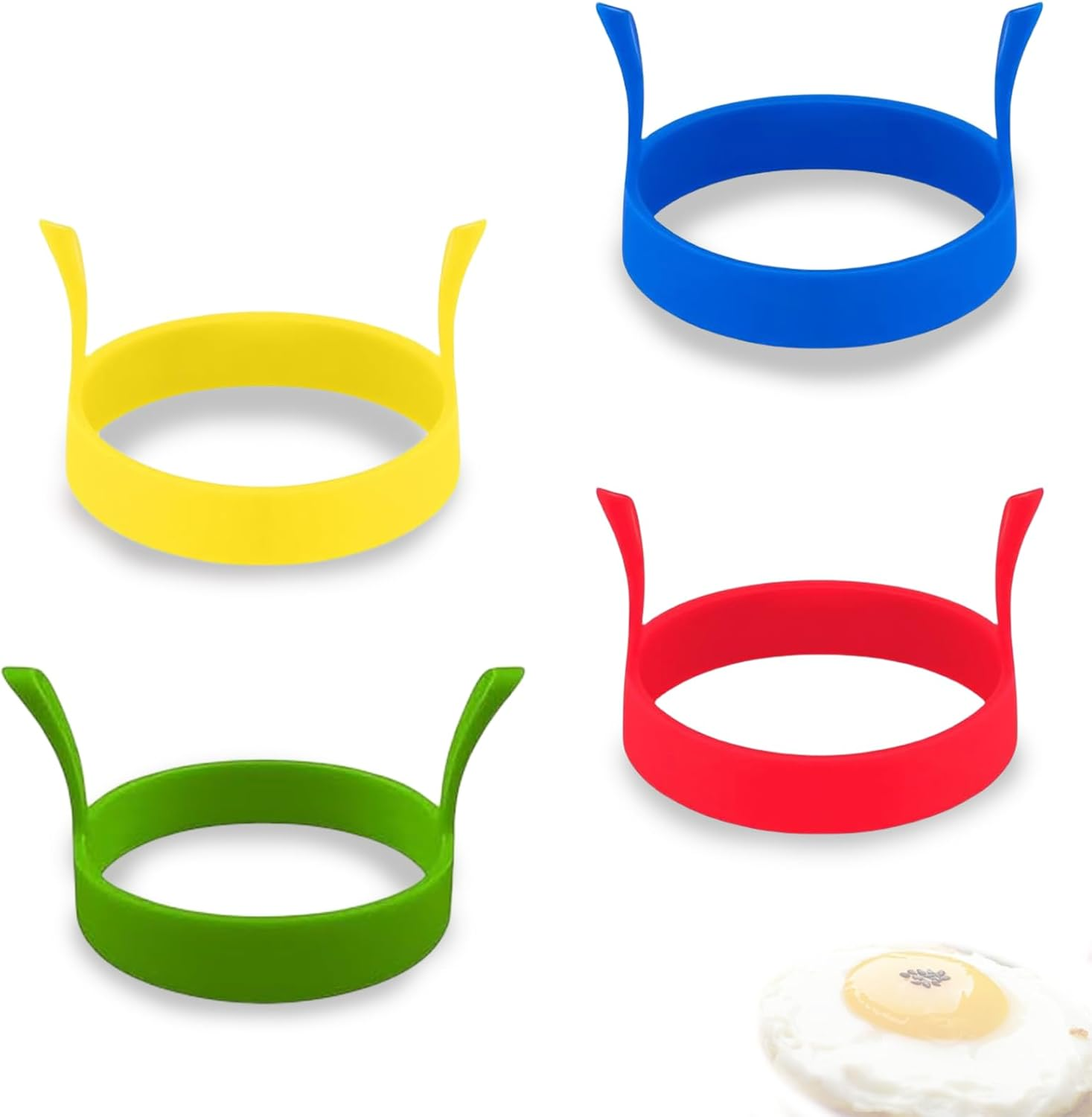 Treayes Egg Rings - 4Pcs Food Grade Silicone, Non - Stick Molds for Fried Eggs, Breakfast Sandwiches, Pancakes, Mcmuffins