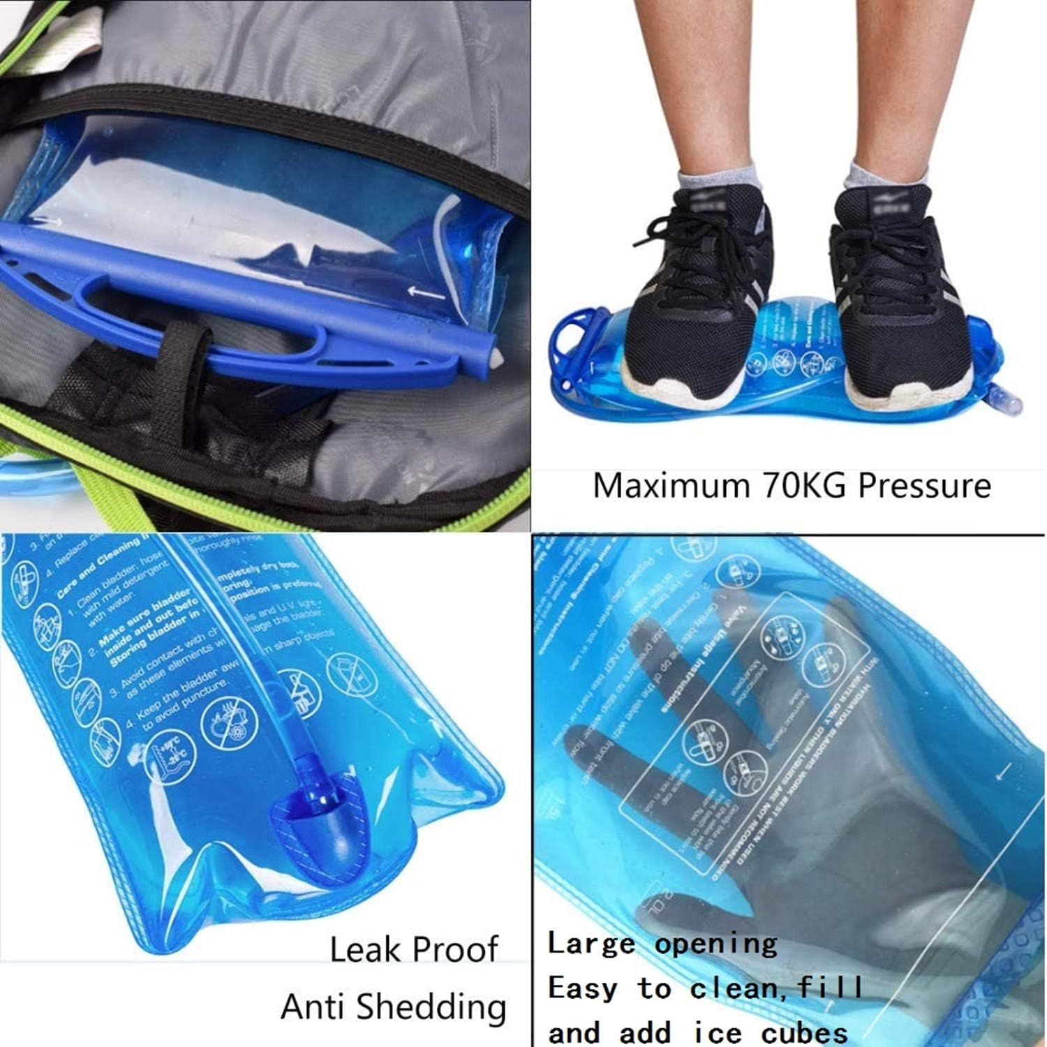 Hydration Bladder 2L Water Bladder BPA Free, 7Inch Large Opening Water Reservoir, Leak Proof Military Water Storage Bladder Bag for Cycling Hiking Camping Biking Running&hellip; - 3L Blue image number 3