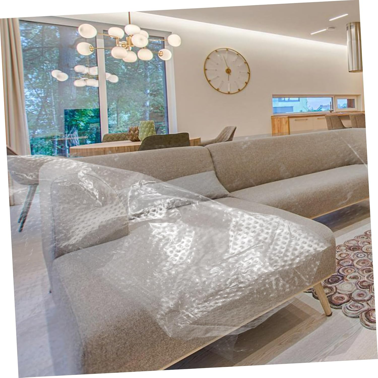 Dust Protection Film for Furniture Pre-Taped Masking Film for Automotive Painting 30Cm 40Cm 55Cm 3 Rolls Easy to Apply Protective Cover for Home and Car image number 4