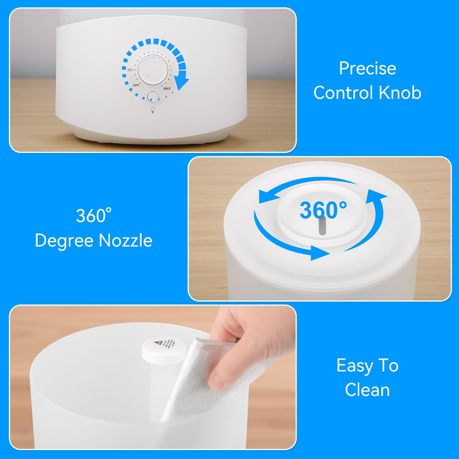 Stelive 2.5L Air Humidifier for Bedroom Baby Room, Cool Mist Humidifiers with 7 Color LED Light, 360&deg; Nozzle, Top Fill, Quiet Sleep Mode, Auto Shut Off, Humidifier, Oil Diffuser & Night Light 3 in 1 image number 2