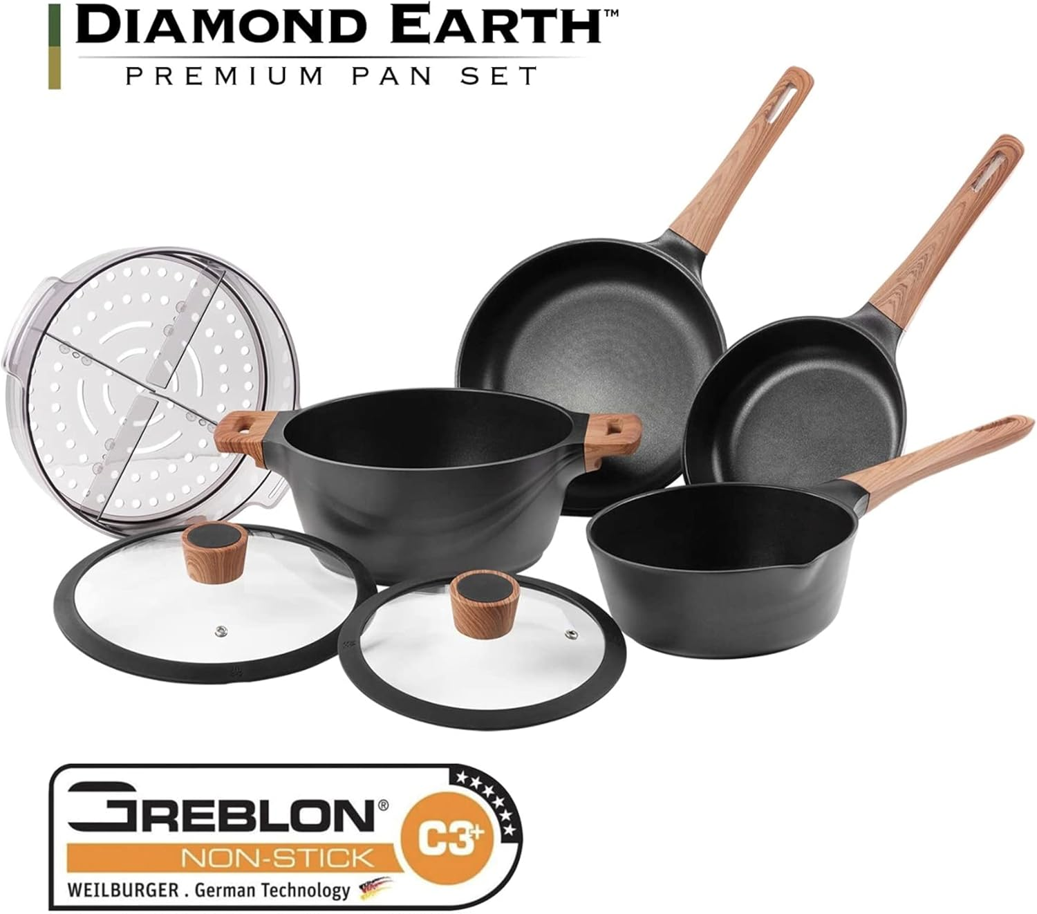 Kleva Range Diamond Earth Premium Non-Stick 7Pc Cookware Set image number 4